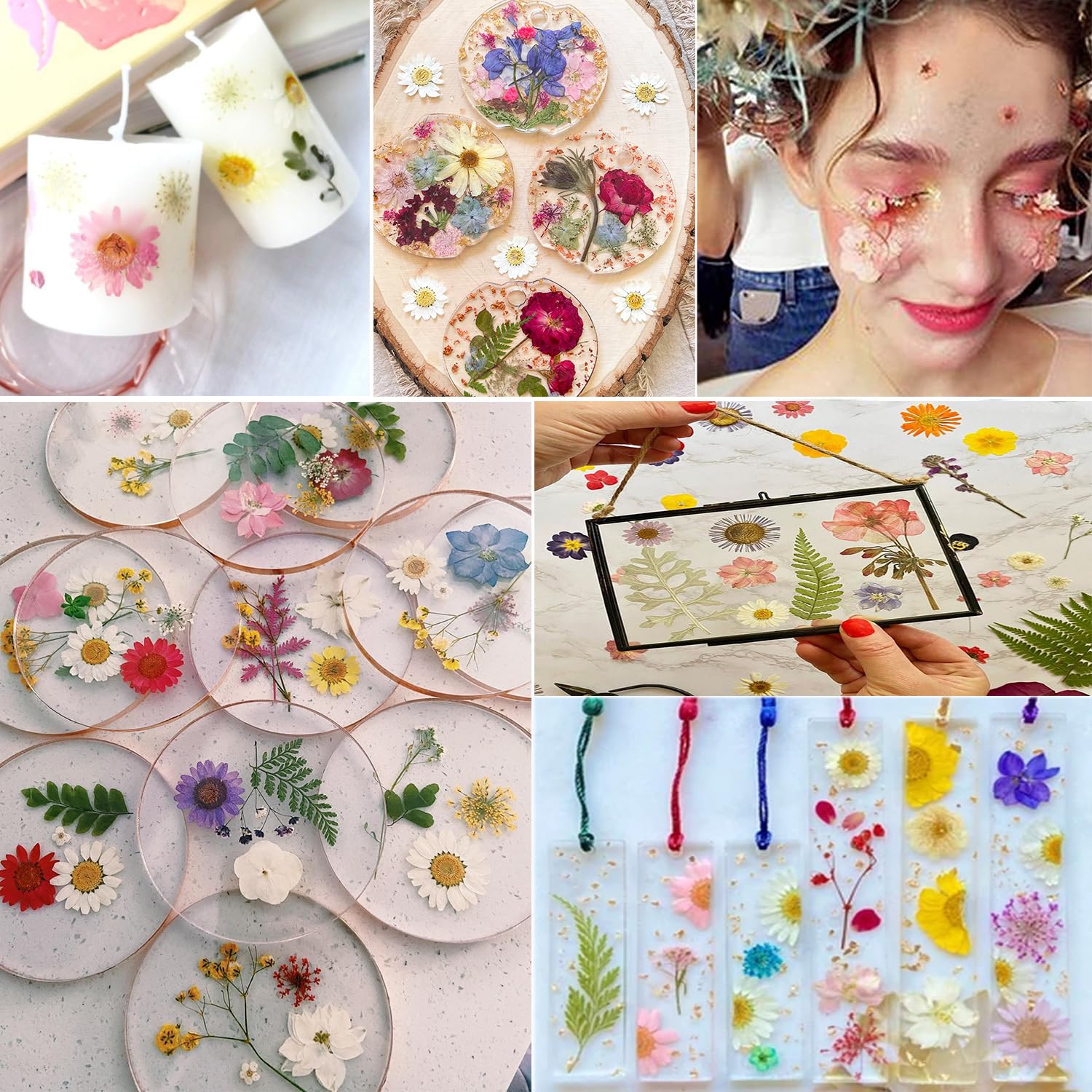301Pcs Natural Dried Pressed Flowers & Leaves with Butterfly Stickers for DIY Crafts - Perfect for Resin Molds, Nail Art, Candle Making, Phone Cases, Jewelry Making & Home Decor