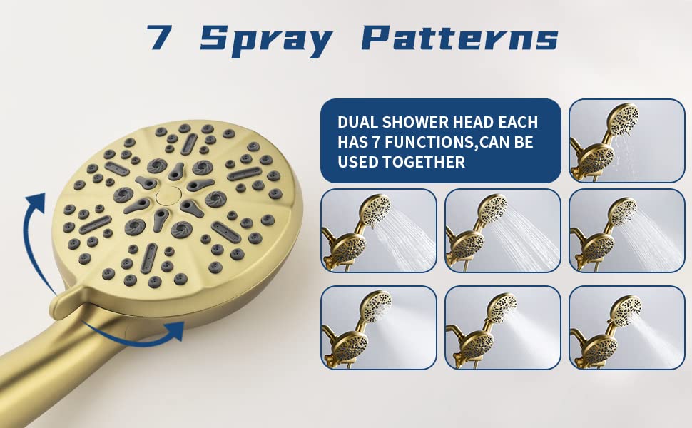 3 Handle Shower Faucet Set with Tub Spout - Complete Bathtub Shower System in Brushed Gold - Perfect for Bathroom Renovation & Luxury Spa Experience