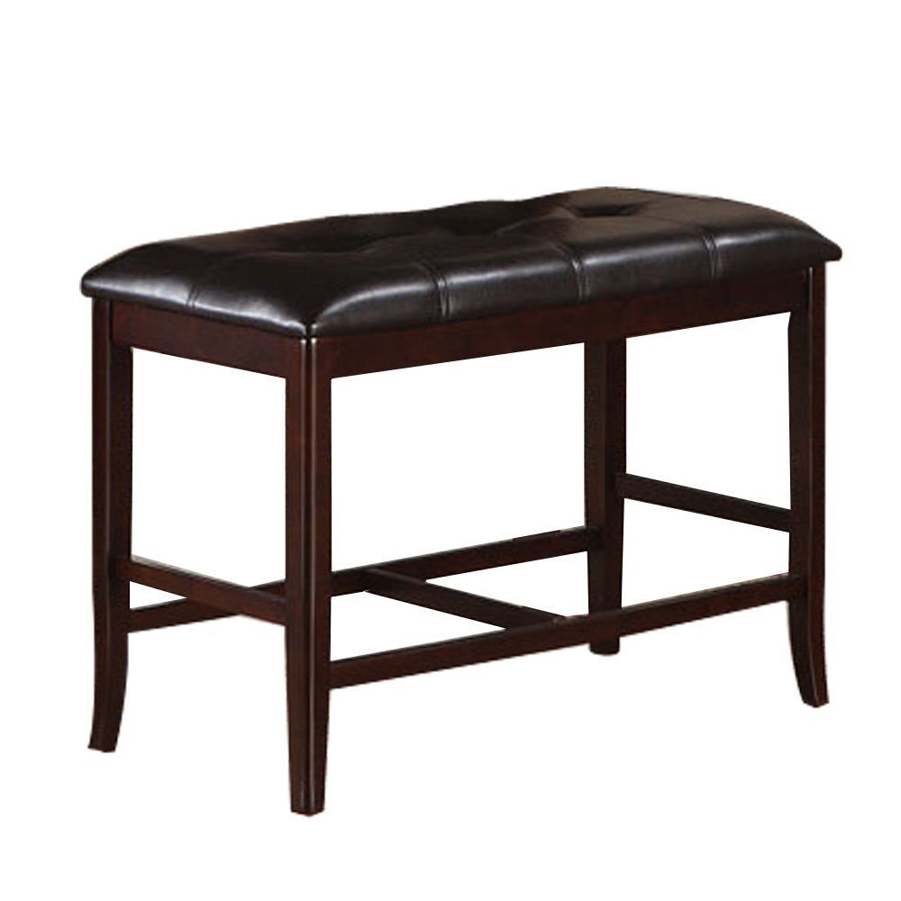 Poundex Contemporary Dark Brown Faux Leather Bench - Modern Upholstered Storage Ottoman for Living Room, Bedroom & Entryway - Multi-Functional Seat with Hidden Storage Compartment
