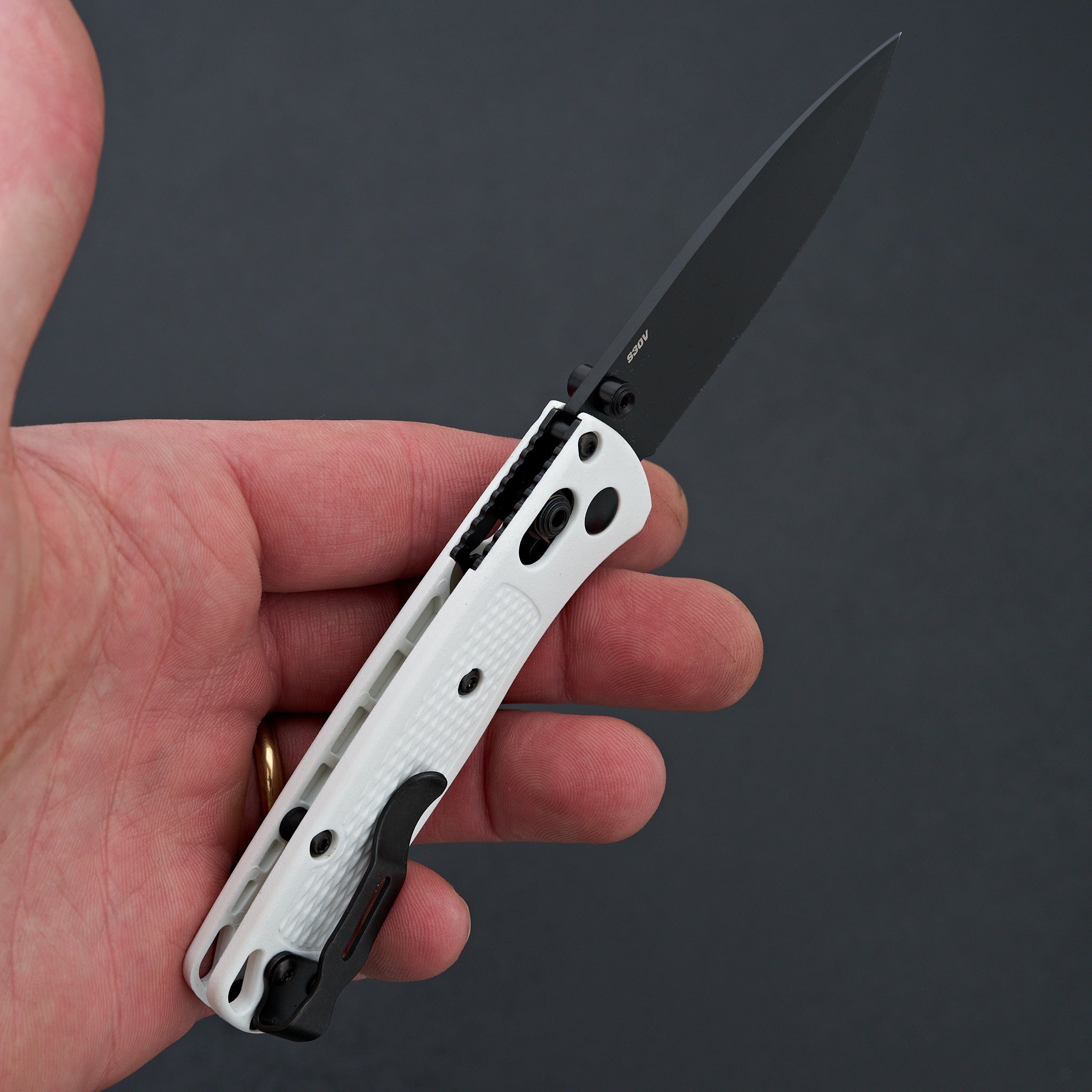 Benchmade Mini Bugout Folding Knife - White Grivory Handle, Lightweight EDC Pocket Knife for Camping, Hiking & Everyday Carry