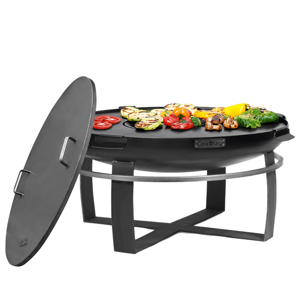 Viking 32-Inch Outdoor Fire Pit with Removable Grill Plate & Protective Cover - Perfect for Backyard Camping, Patio Gatherings & BBQ Parties