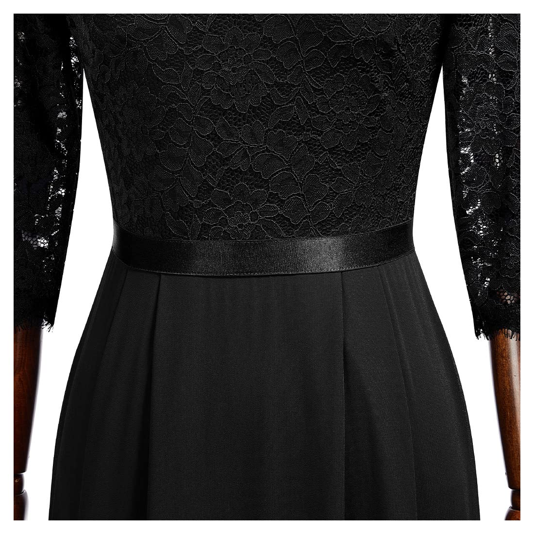 MISSMAY Women's Floral Lace Formal Evening Dress Long Sleeve Maxi Gown for Wedding, Prom, Cocktail Party & Special Occasions