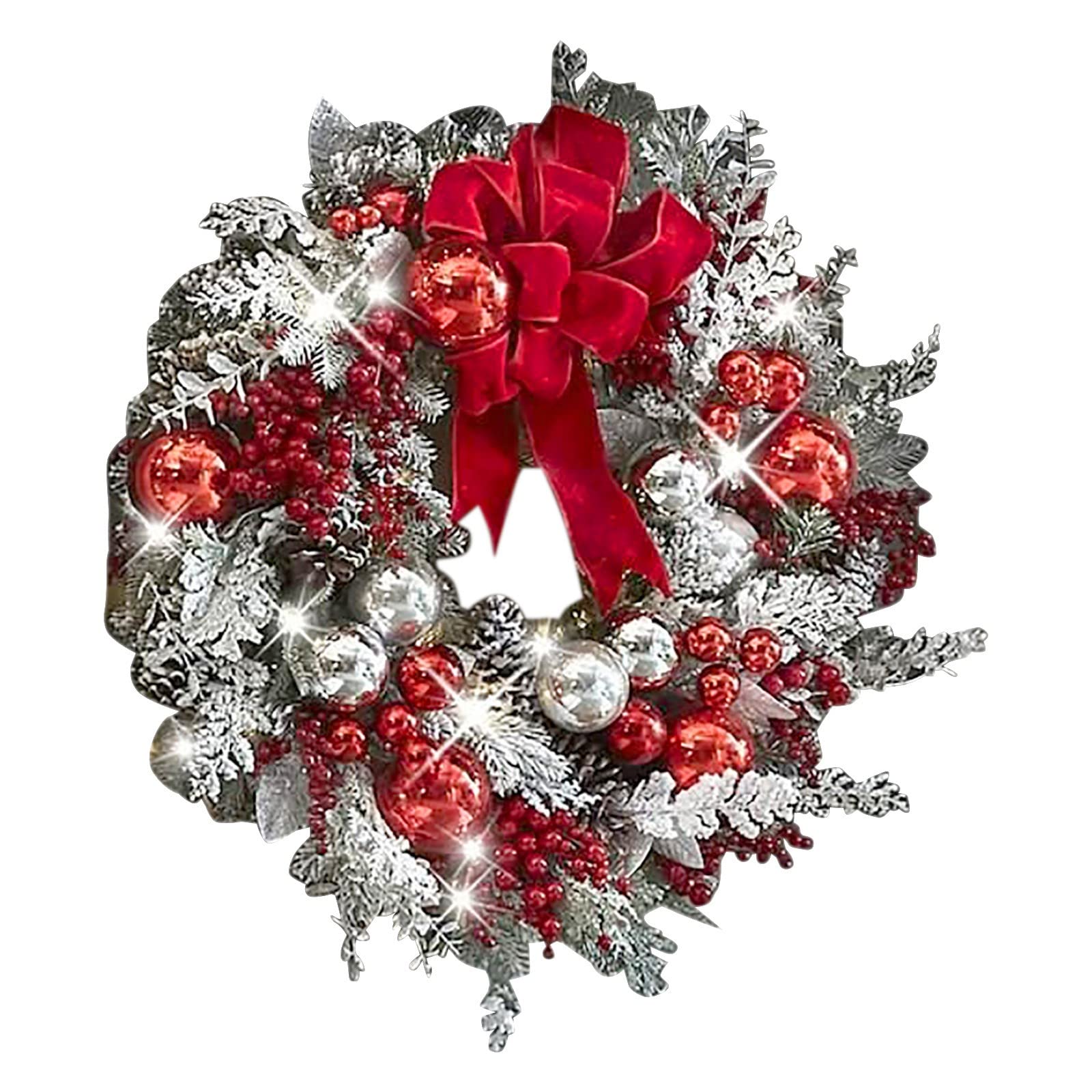 Christmas Wreaths for Front Door - Holiday Decor with Dead Branches & Vine Ring Pendants - Festive Cane Garland Door Hanger for Seasonal Home Decoration (Perfect for Indoor/Outdoor Holiday Decorating)