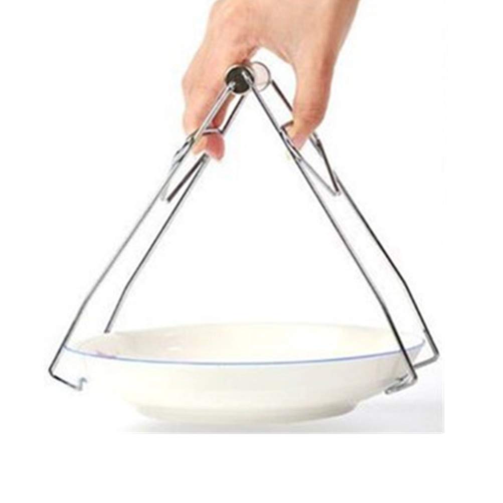 Stainless Steel Foldable Hot Plate Gripper - Universal Kitchen Clamp Tong for Pots, Bowls & Dishes - Heat-Resistant Crockery Holder for Cooking, Serving & BBQ