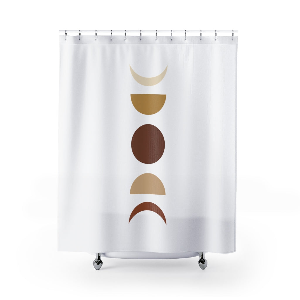 Moon Phases Shower Curtain - Waterproof Bathroom Decor with Lunar Cycle Design - Perfect for Astronomy Lovers & Boho Bathroom Themes