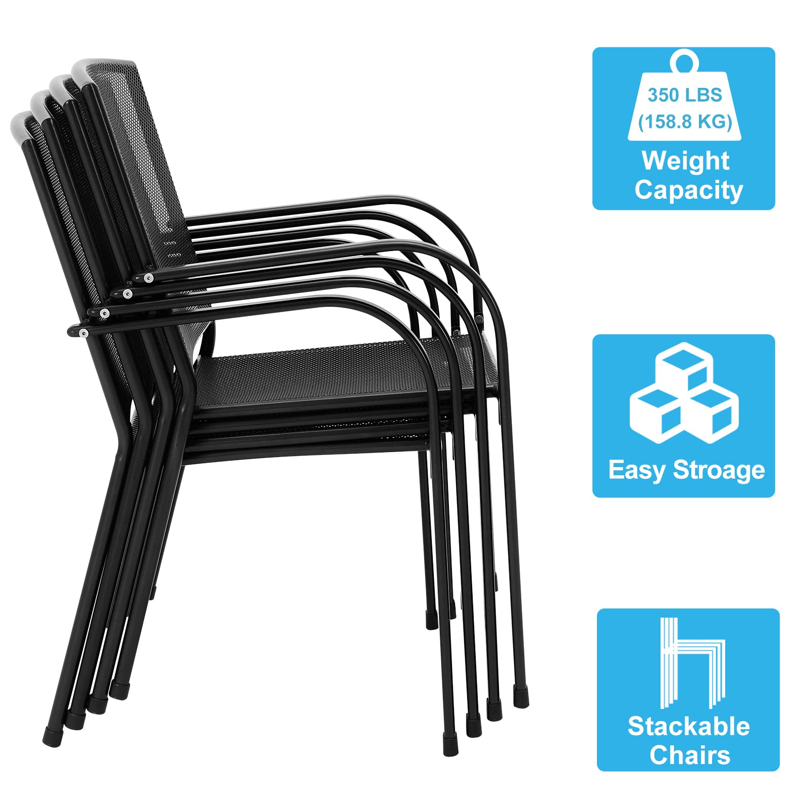 **AECOJOY 5-Piece Outdoor Dining Set - Patio Table & 4 Chairs with 1.73