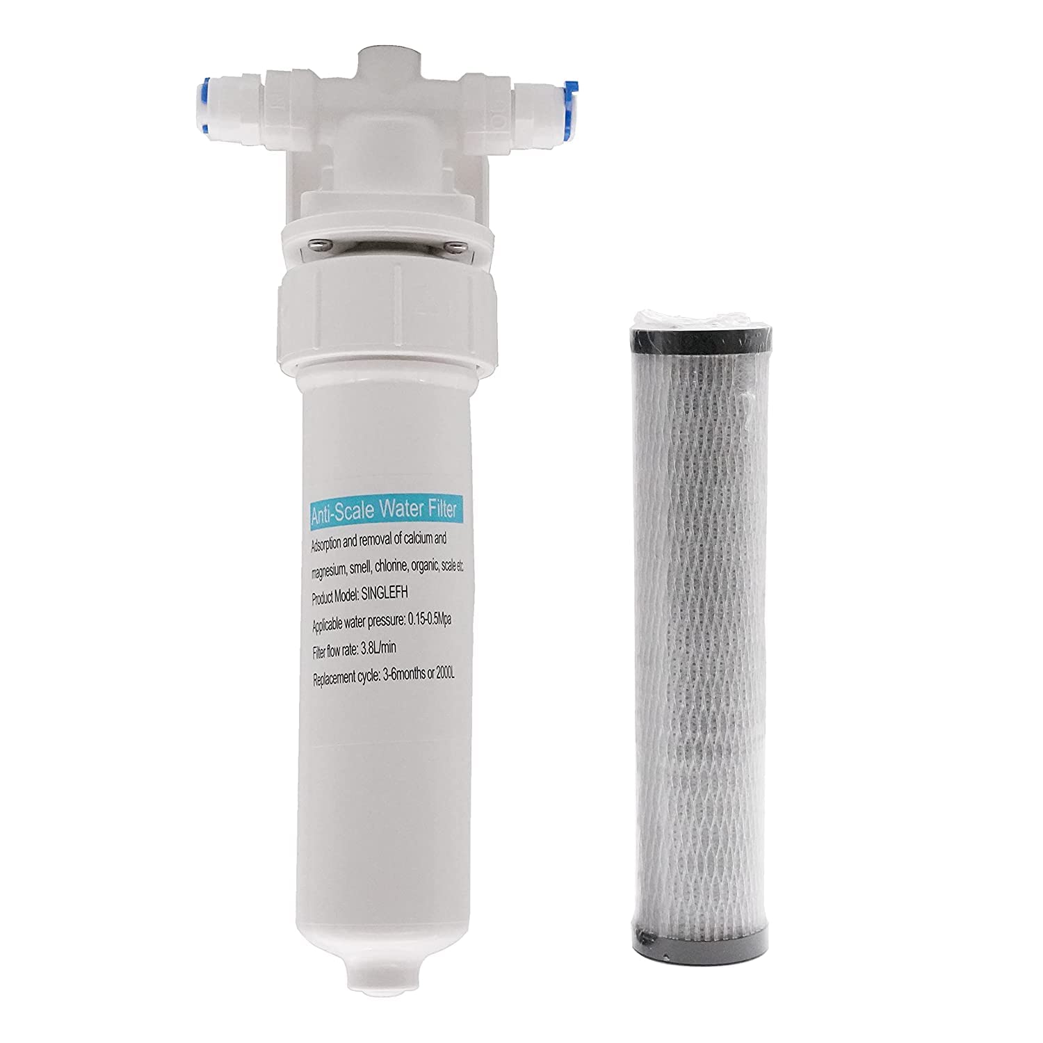 Westbrass CO129-26 10-Inch Cold Water Dispenser Faucet Kit with Under Sink Filter & 2 Replacement Cartridges - Polished Chrome Finish for Kitchen & Office Water Purification System