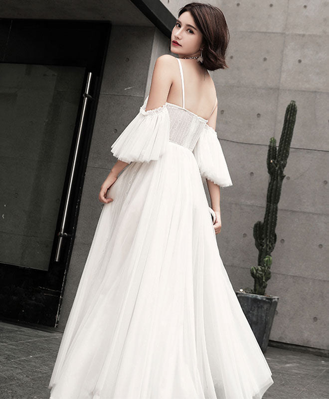 Elegant White Tulle Long Prom Dress for Evening Gala - Perfect for Homecoming, Formal Dances & Special Occasions