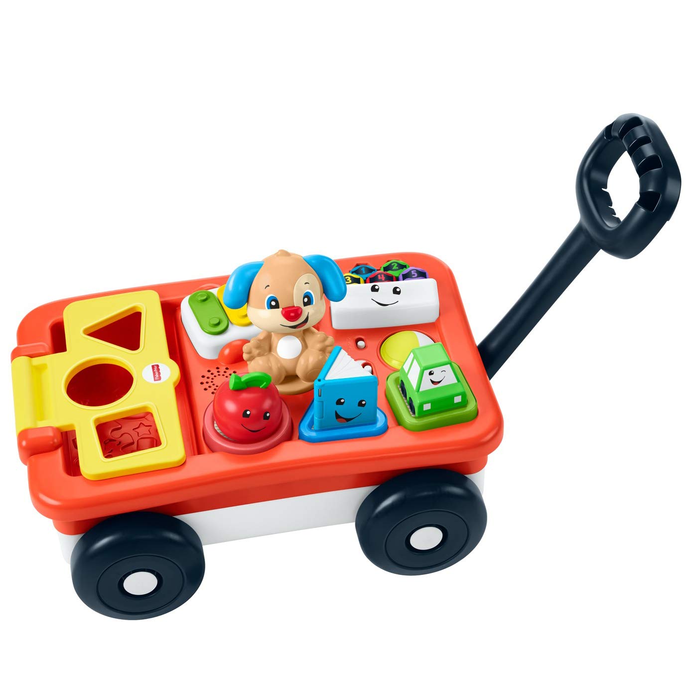 Fisher-Price Laugh & Learn Pull & Play Learning Wagon - Interactive Baby Toy with Shape Blocks & Bilingual Learning Content for Toddlers 1-3 Years - Perfect for Early Development & Indoor Playtime