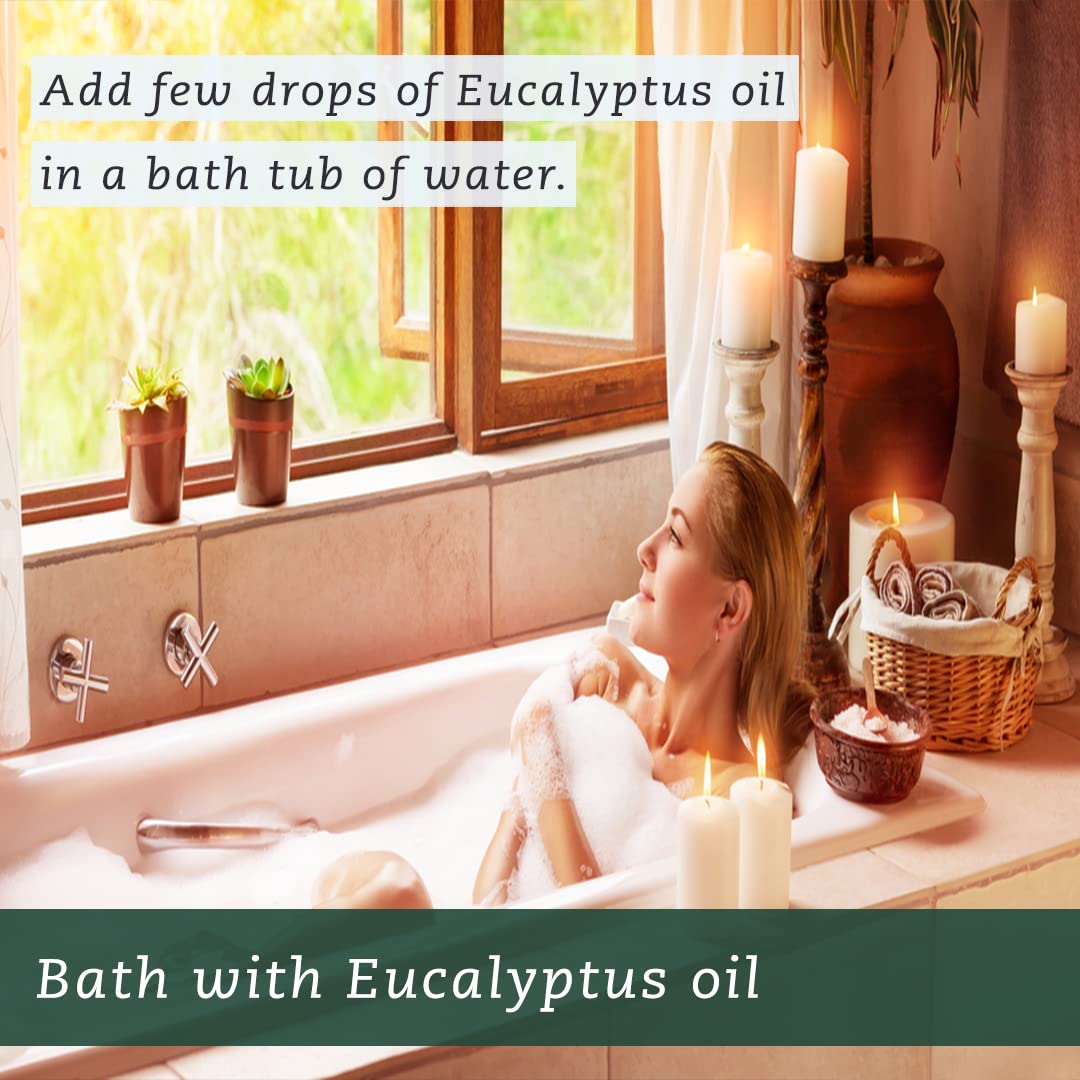 100% Pure & Natural Eucalyptus Essential Oil (Nilgiri Tel) - Therapeutic Grade for Aromatherapy, Steam Inhalation, Hair Growth & Skin Care | Relieves Cold & Cough | 15ml Bottle for Diffusers, Massage & Home Spa