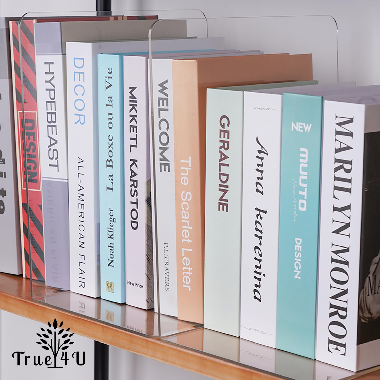 4 Pack Clear Acrylic Shelf Dividers for Closet Organization - Tall & Extra Deep Dividers for Bedroom, Kitchen, Office, Closet & Bathroom - Easy Installation for Neat Storage Solutions