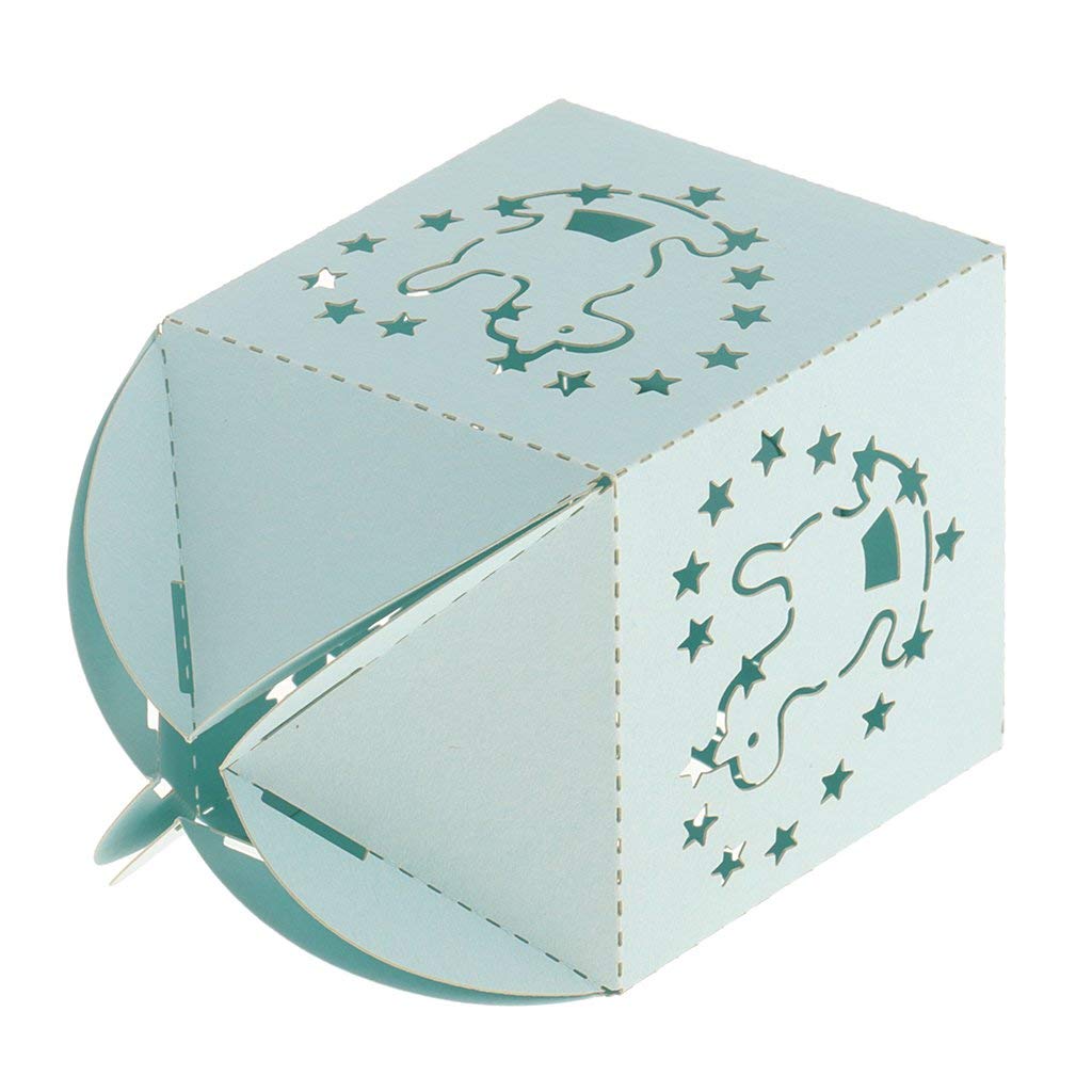 50pcs Elegant Blue Hollow-Out Candy Gift Boxes with Ribbon - Perfect for Wedding Favors, Christening Party Supplies & Baby Shower Decorations