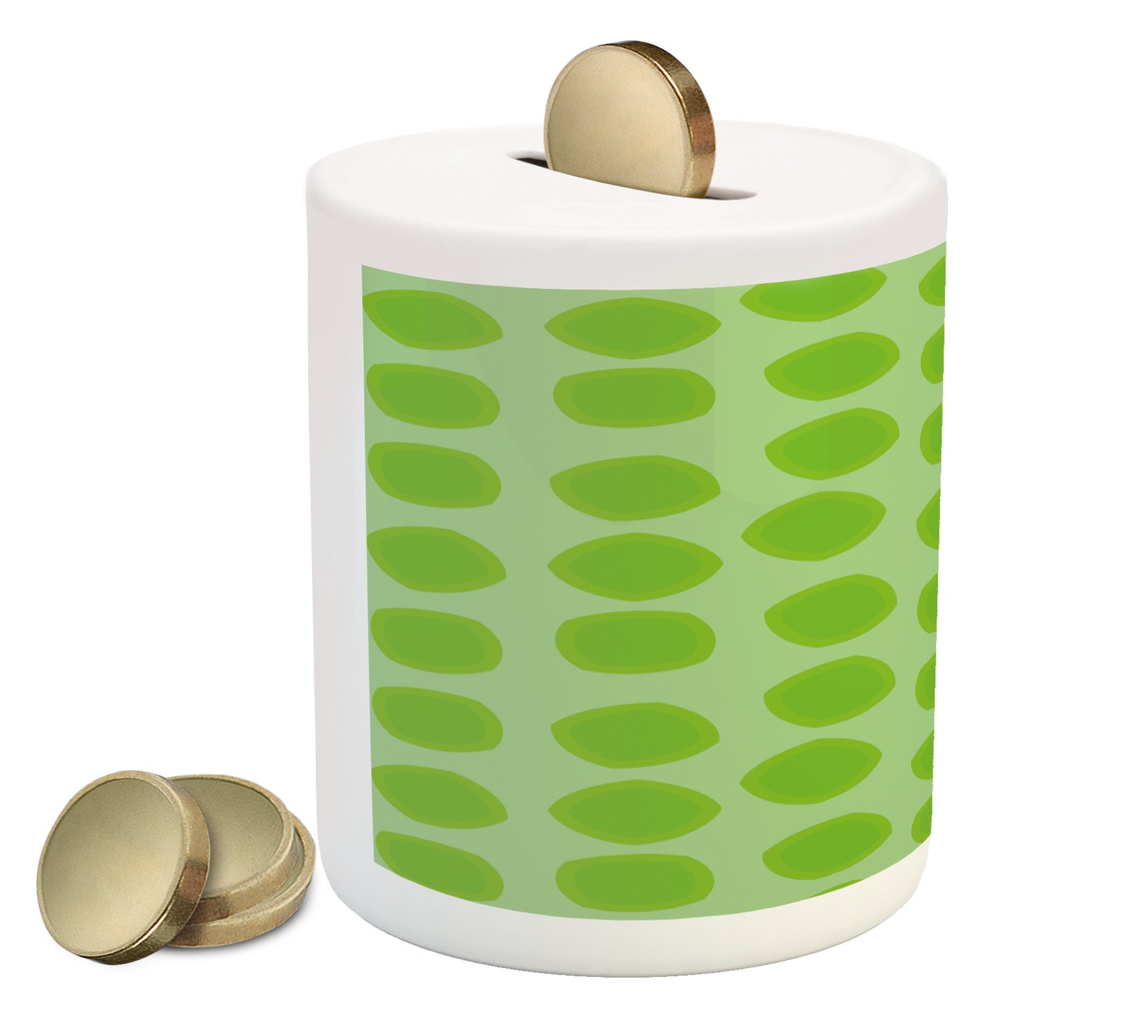 Ambesonne Lime Green Ceramic Piggy Bank - Modern Geometric Design for Cash Saving, 3.6