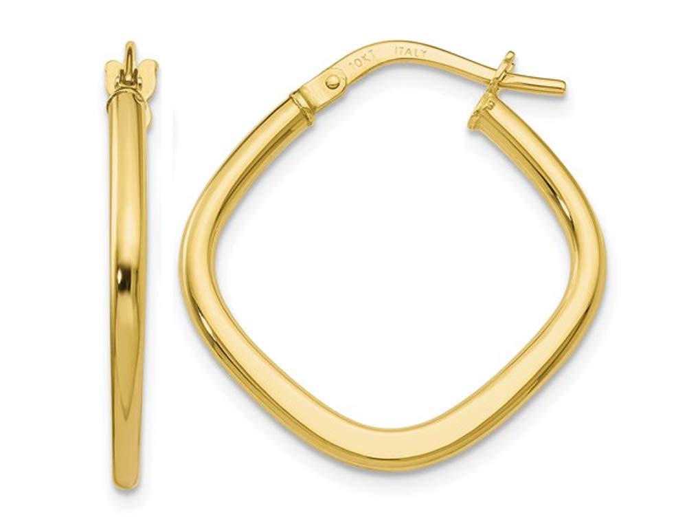10K Yellow Gold Square Hoop Earrings 1 Inch (2.25mm) - Classic Minimalist Jewelry for Women, Perfect for Everyday Wear, Office & Special Occasions