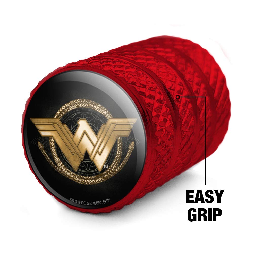 Wonder Woman Movie Golden Lasso Logo Aluminum Valve Stem Caps for Car Wheels - DC Comics Superhero Accessories for Tire Rim Decoration & Customization | Perfect for Car Enthusiasts, Comic Fans & Gift Giving