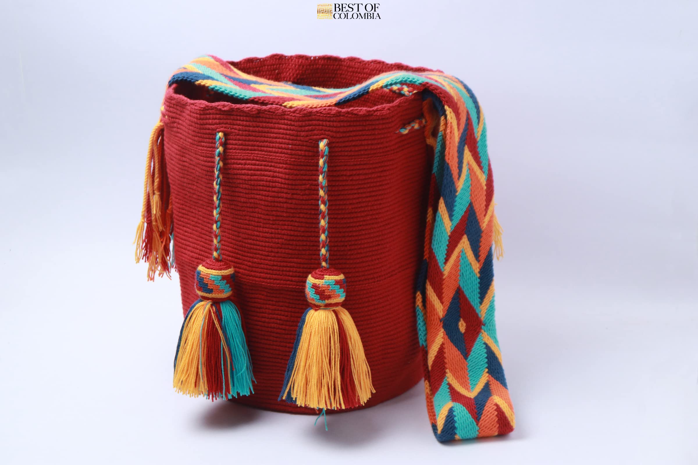 Authentic Red Wayuu Mochila Bag - Large Handwoven Crochet Crossbody Purse for Women - Perfect for Travel, Beach & Everyday Use