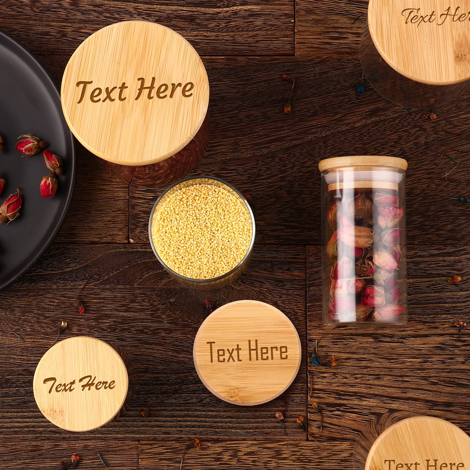 Eco-Friendly Glass Food Storage Containers with Bamboo Lids - 10 oz Airtight Clear Jars for Cereal, Candy, Nuts, Oatmeal, Tea & Coffee | Free Custom Engraving | Perfect for Kitchen Pantry Organization & Bulk Food Storage
