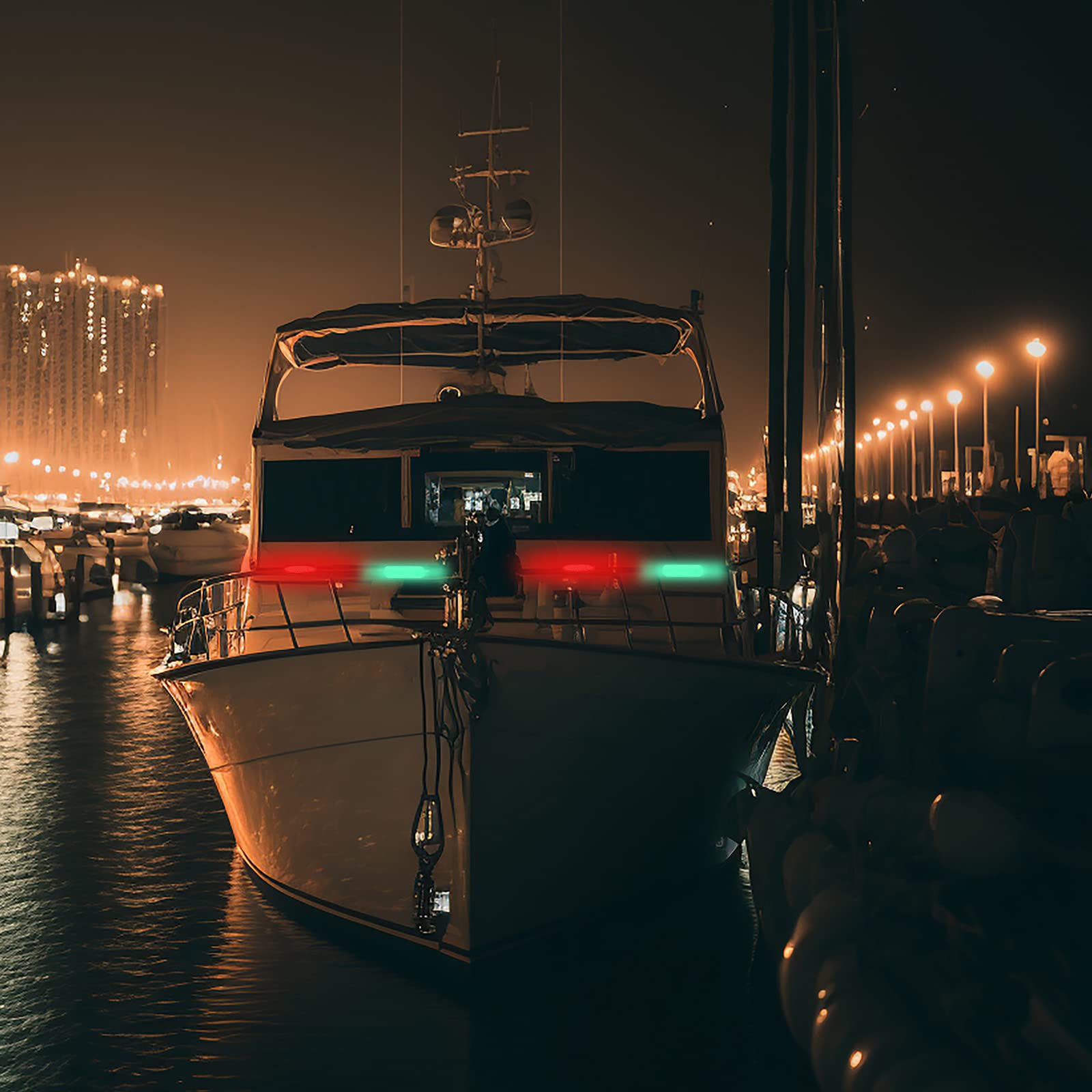 Treela 8 Pcs Waterproof LED Kayak Navigation Lights - Red Green White Marine Safety Lights with Flashing Mode for Pontoon Boats, Dinghies & Night Boating | Perfect for Kayaking, Fishing, and Water Sports Safety