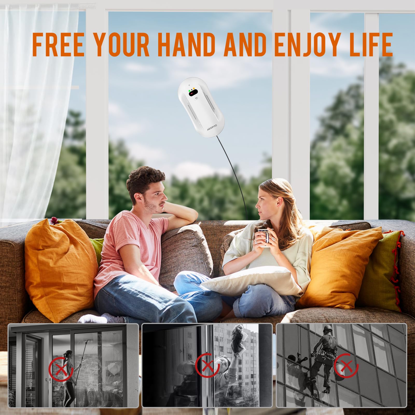 Smart Window Cleaning Robot with Auto Water Spray & Navigation - Automatic Indoor/Outdoor Glass Cleaner with Triple Safety System, Edge Detection & Remote Control | Perfect for High-Rise Buildings, Skylights & Hard-to-Reach Windows
