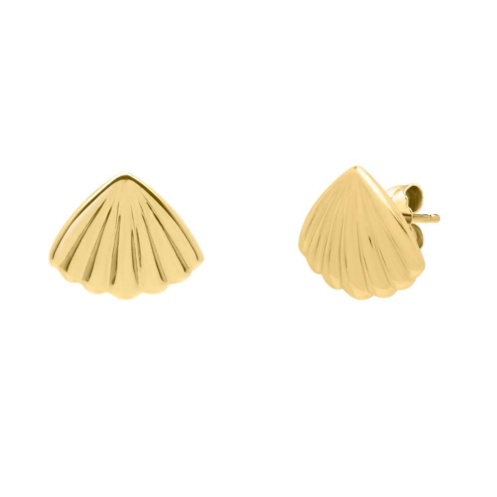 10K Gold Sea Shell Stud Earrings for Women - Hypoallergenic Dainty Beach Jewelry - Perfect for Summer, Vacation & Beach Weddings