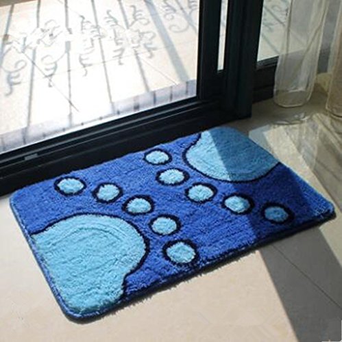 Non-Slip Absorbent Floor Mat for Bathroom, Kitchen, Hallway & Toilet - Soft Microfiber Doormat with Blue Footprints Design (40x60cm) - Perfect for Home, Office & Entryway Use