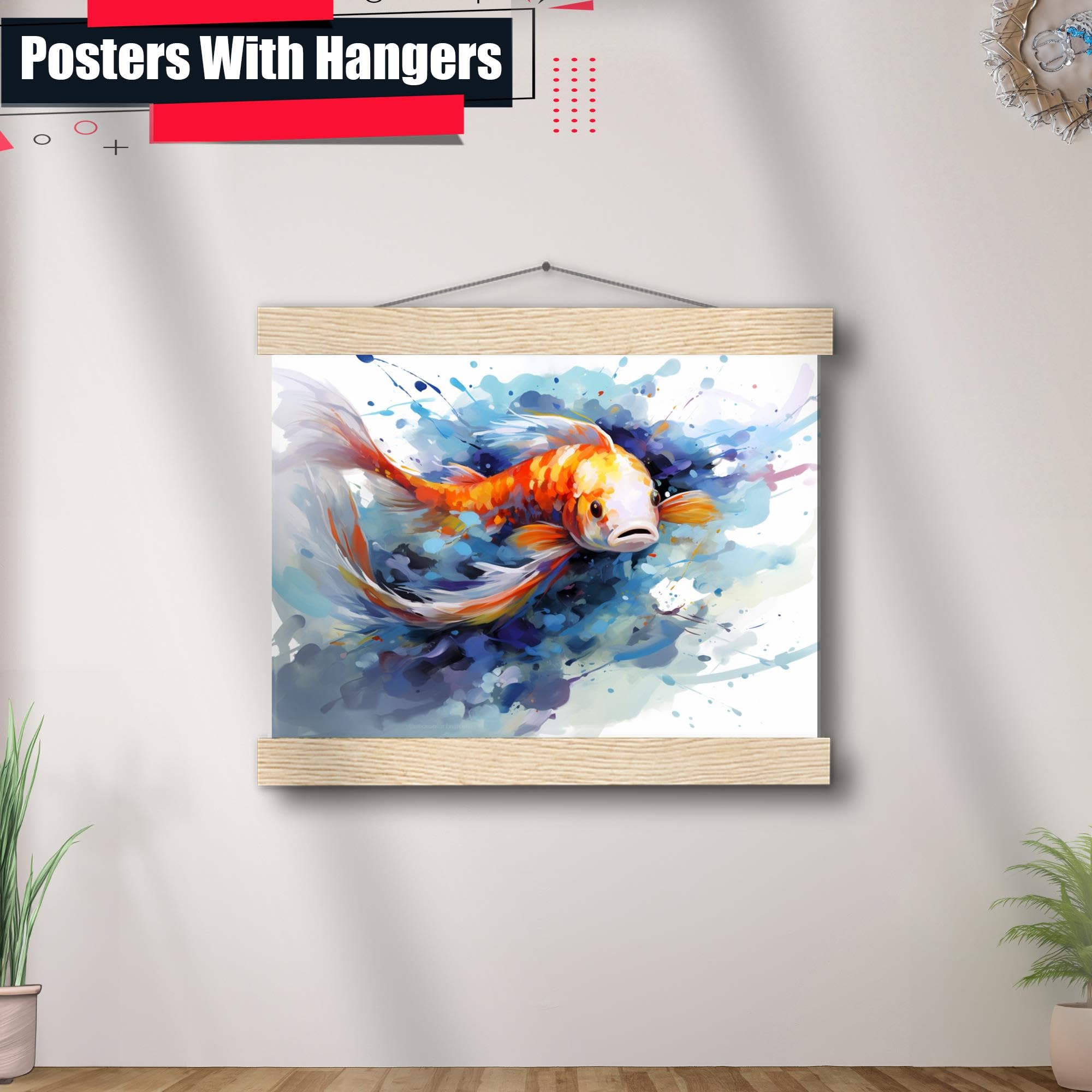 Japanese Koi Fish Art Print - Zen Wall Decor for Home, Kitchen & Office - Beautiful Koi Pond Poster for Asian-Inspired Interior Design