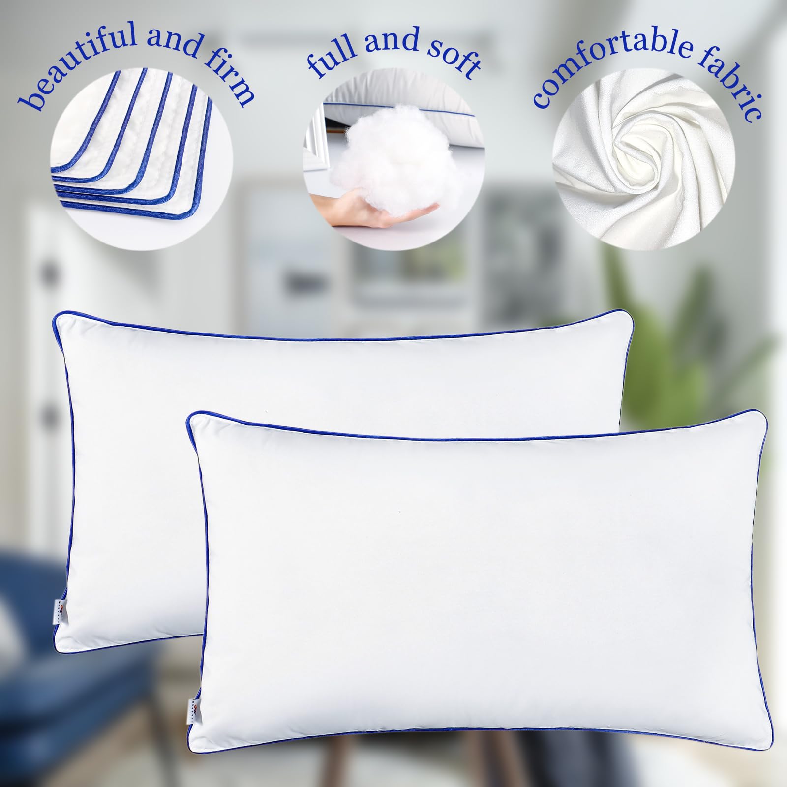Premium 12x20 Inch Throw Pillow Inserts Set of 2 - White Rectangle Decorative Cushion Inserts for Sofa, Bed & Home Decor - Perfect for Living Room, Bedroom & Cozy Spaces