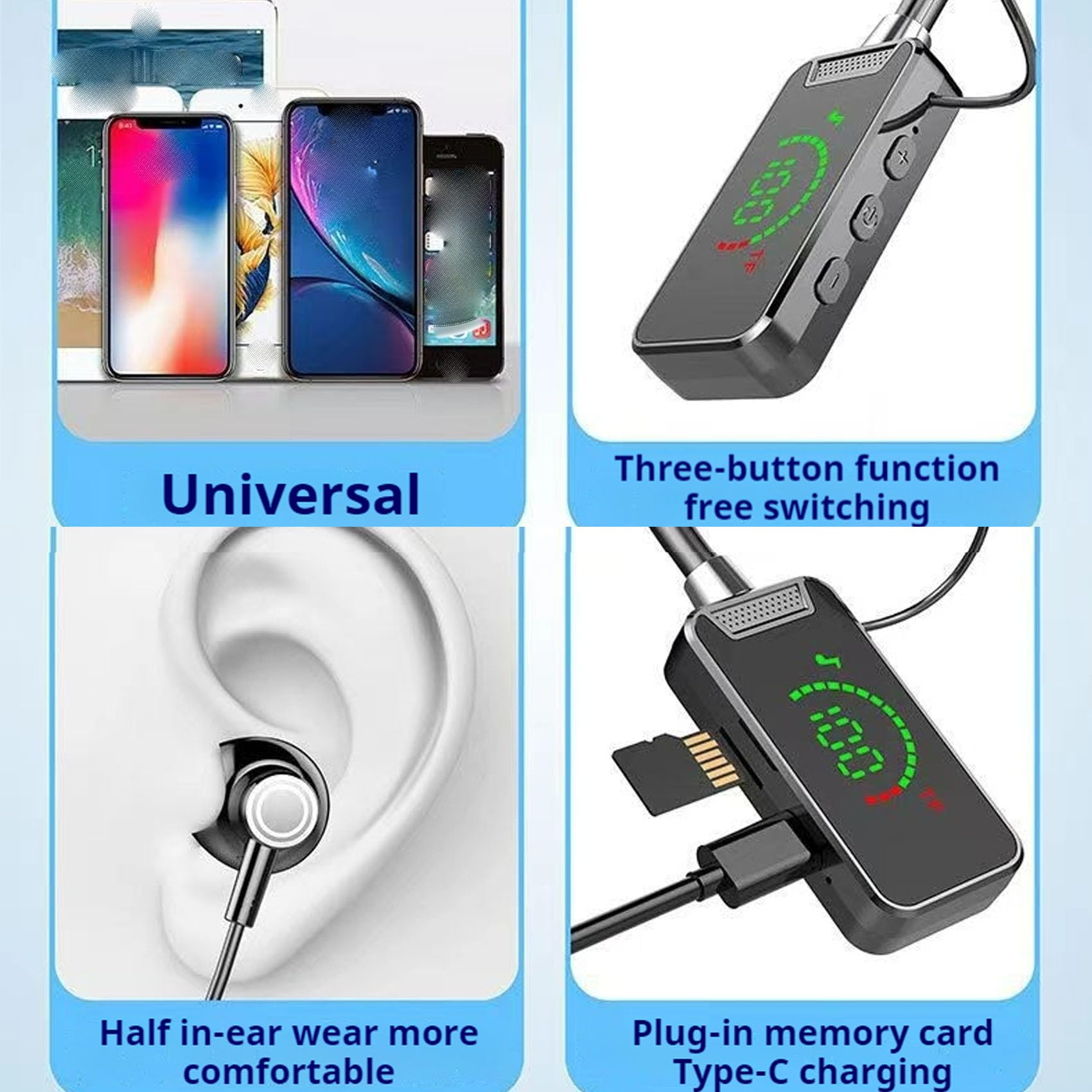 Ldawu Wireless Sound Card Live Streaming Earphones - Neckband Bluetooth Headset with Digital Display for Audio Editing & Broadcasting (Black) - Perfect for Podcasting, Gaming & Music Production
