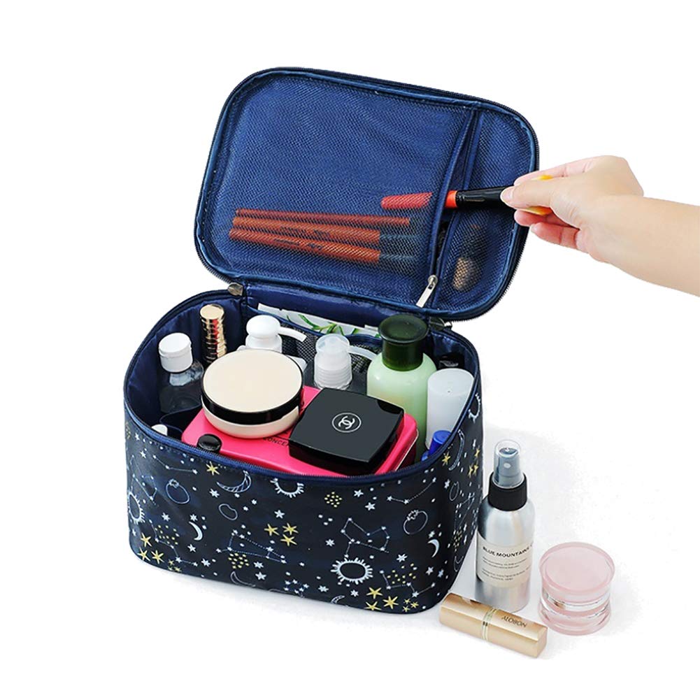 HOYOFO Waterproof Makeup Bag for Women Travel - Large Cosmetic Organizer Case with Starry Sky Design - Perfect for Travel, Gym, and Daily Use