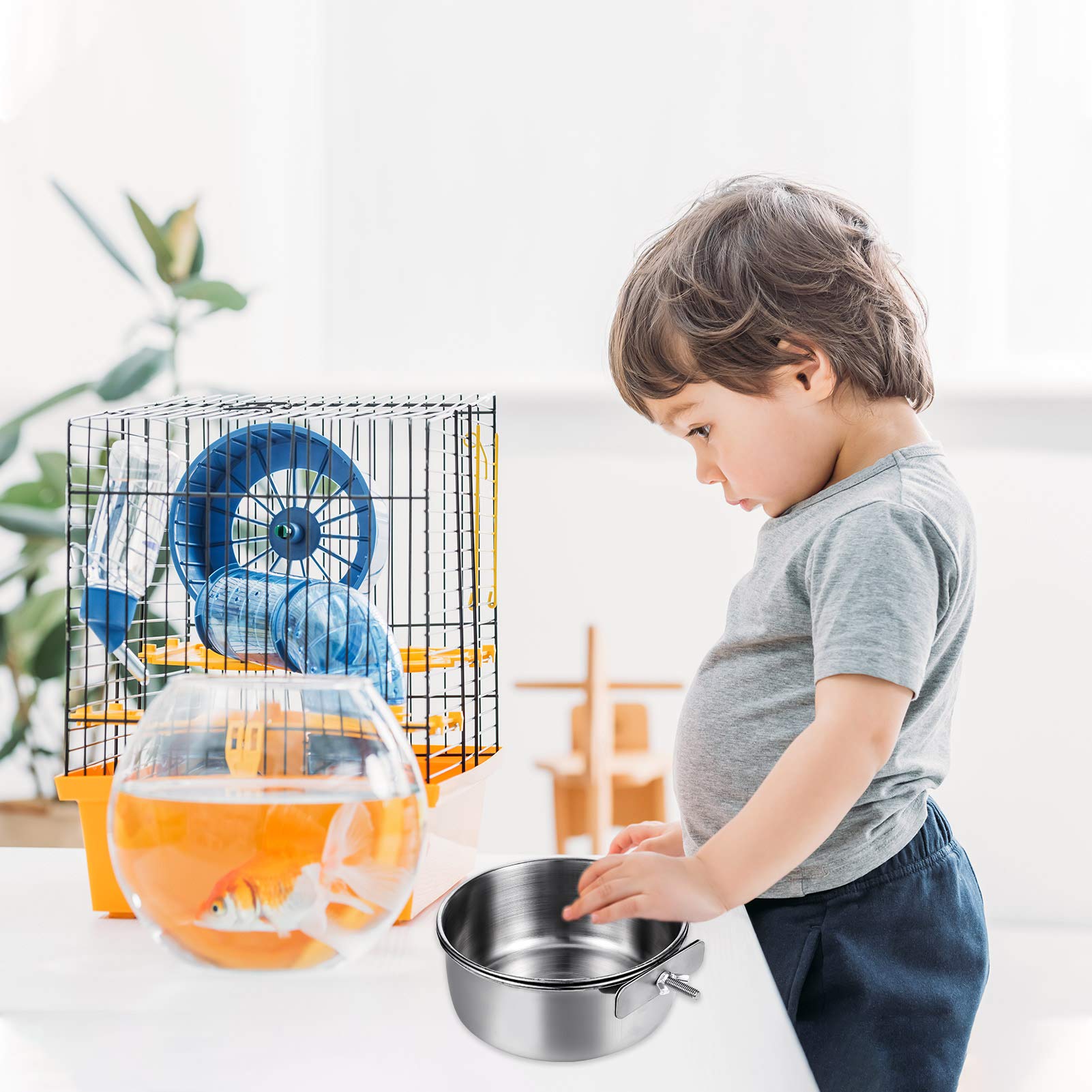 Firtink 3-Piece Stainless Steel Bird Feeding Dish Set - Parrot Food & Water Bowls with Clamp Holder for Cage (S/M/L) - Durable Pet Bird Feeder for Parakeets, Cockatiels & Lovebirds - Perfect for Daily Feeding & Cage Accessories