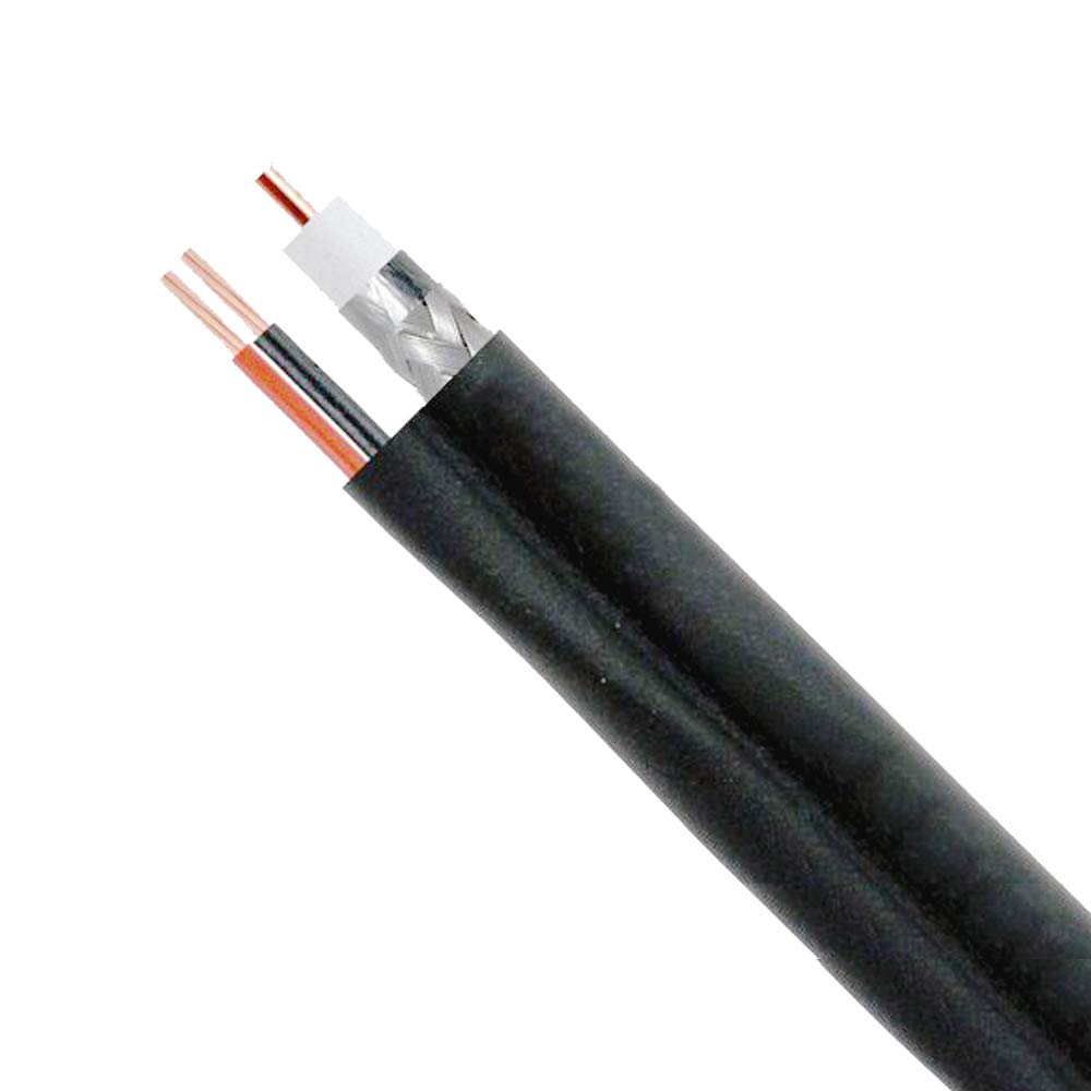 FiveStarCable 500ft Siamese RG6 Coaxial Cable with 18AWG Power Wire - CCTV Security Camera Cable for DVR & Surveillance Systems (RG6/U + 18/2, Black) - Ideal for Home & Business Security Installations