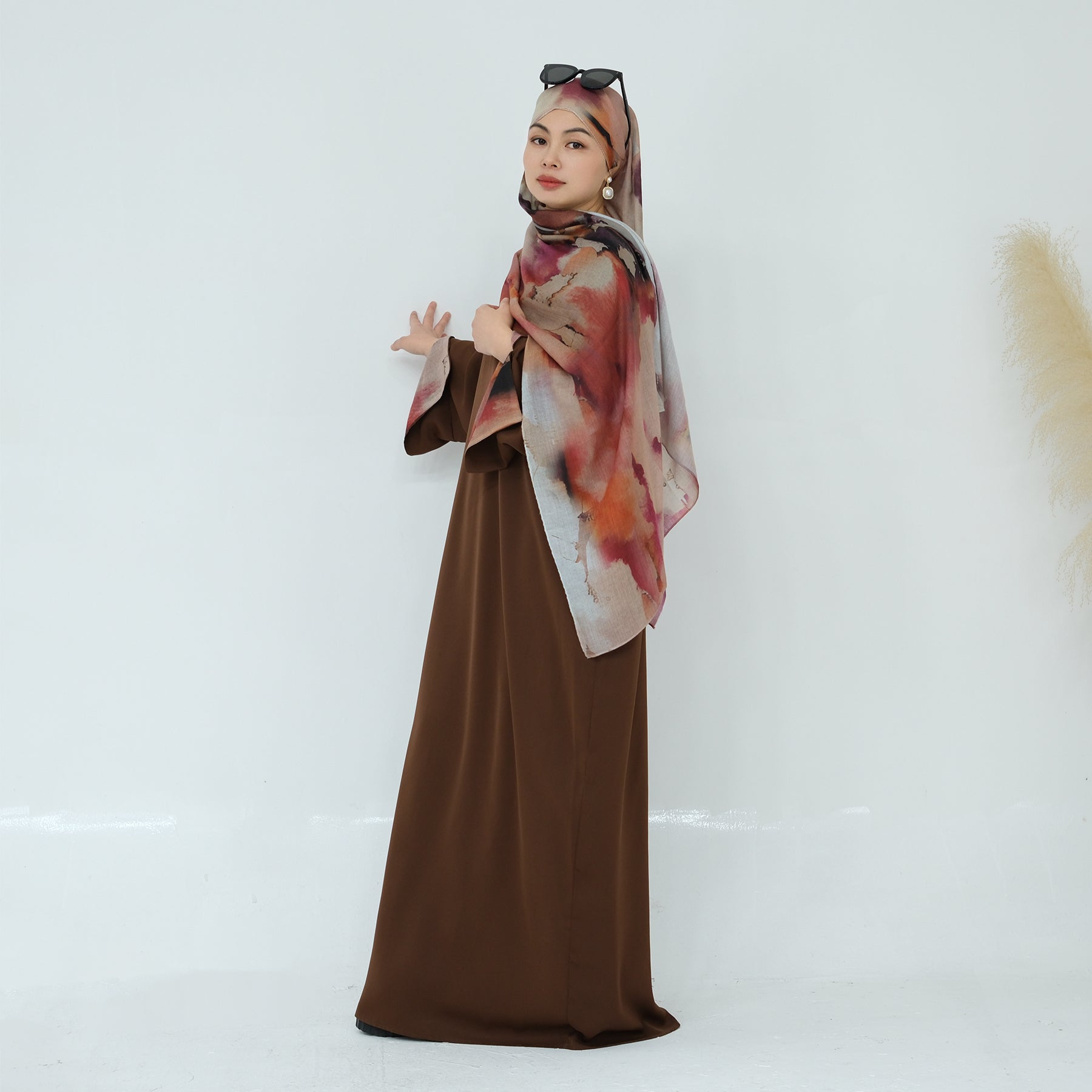 Chloe Abaya and Hijab Set - Elegant Brown Islamic Modest Dress for Women | Perfect for Prayer, Eid, and Special Occasions