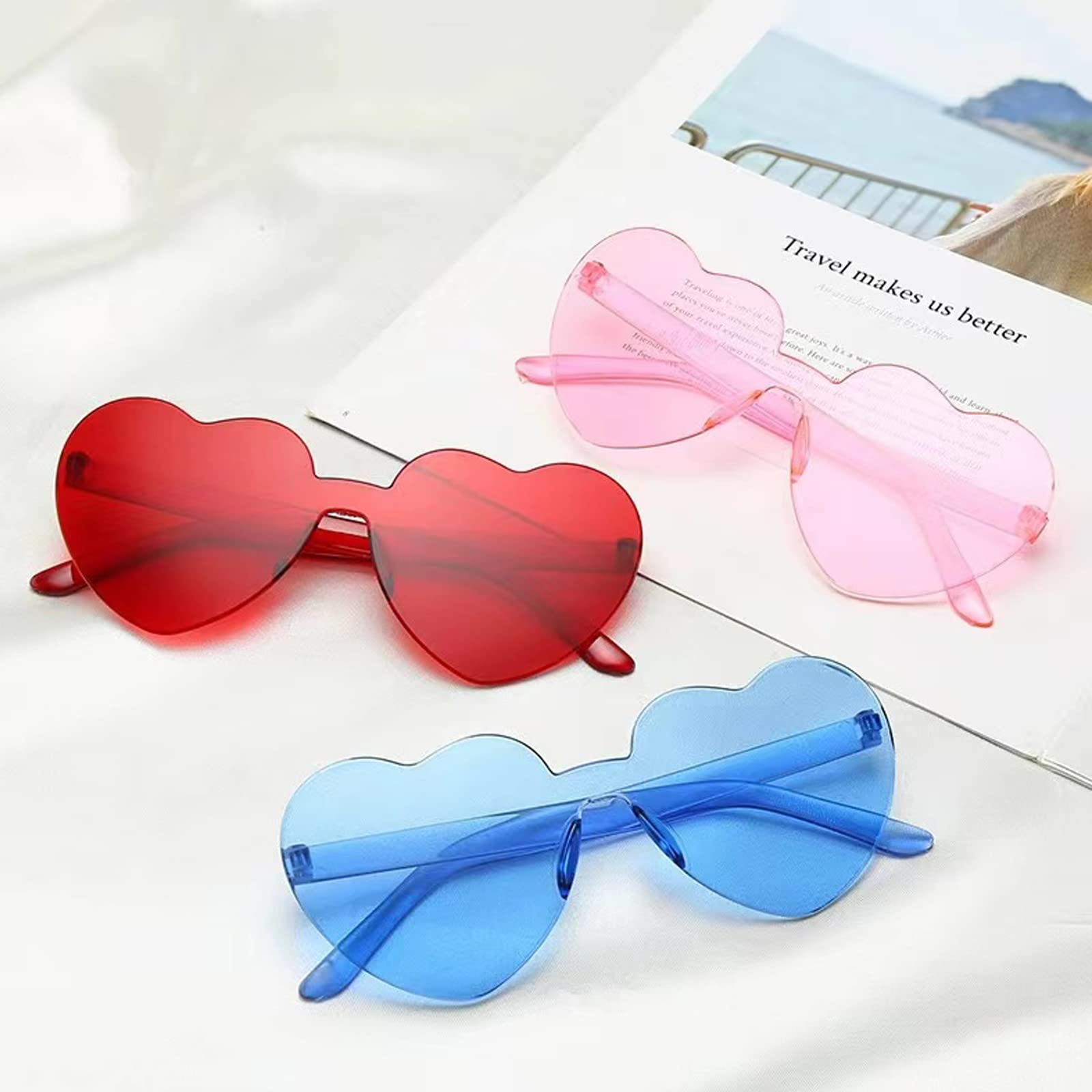 Heart-Shaped Sunglasses for Parties & Costumes - 6 Pack Fun Novelty Photo Props for Kids & Adults - Perfect for Beach, Birthday, Festival & Dress-Up Events