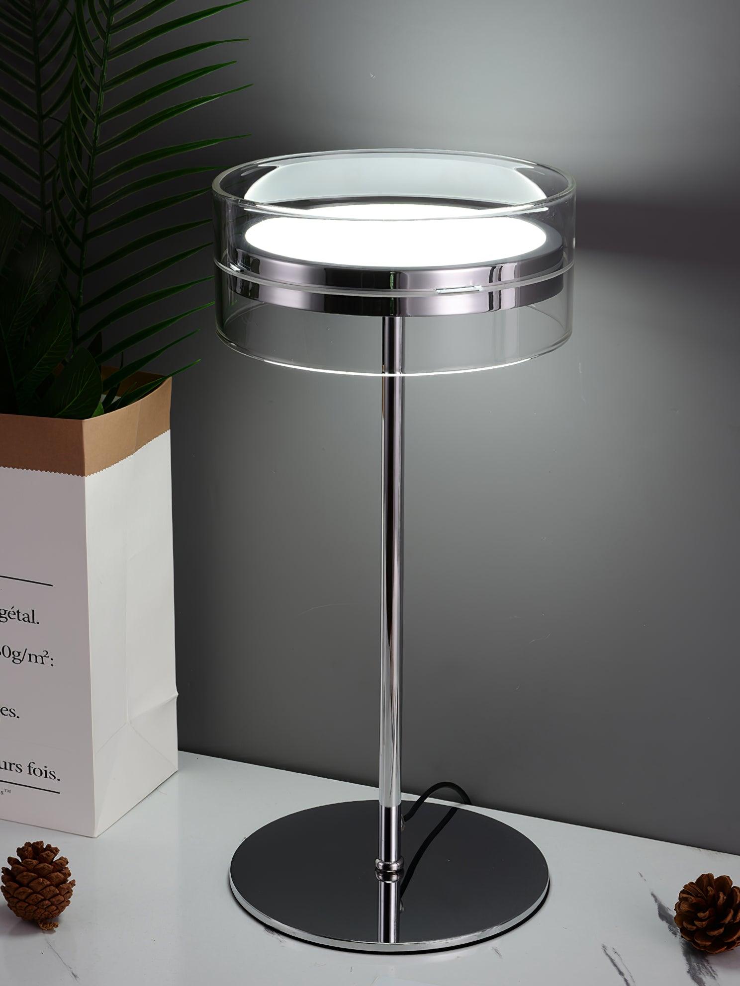 Impex Florina Chrome Table Lamp - Modern Desk Light for Home Office, Bedroom & Living Room - Adjustable Brightness & Stylish Decor