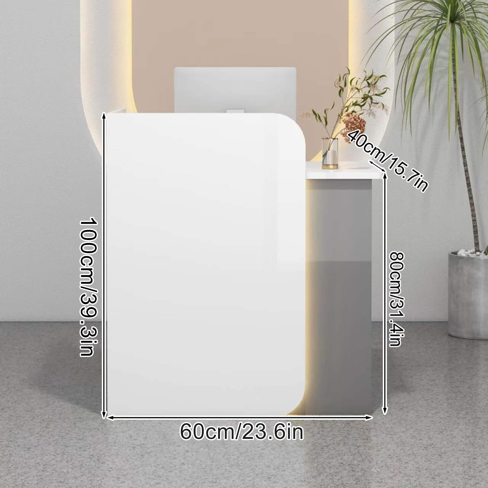 Space-Saving Reception Desk with Counter & Lockable Drawer - Modern Office Desk for Salon, Lobby, Home Office & Checkout Areas (Milky White) | Perfect for Professional Spaces & Small Business Front Desks