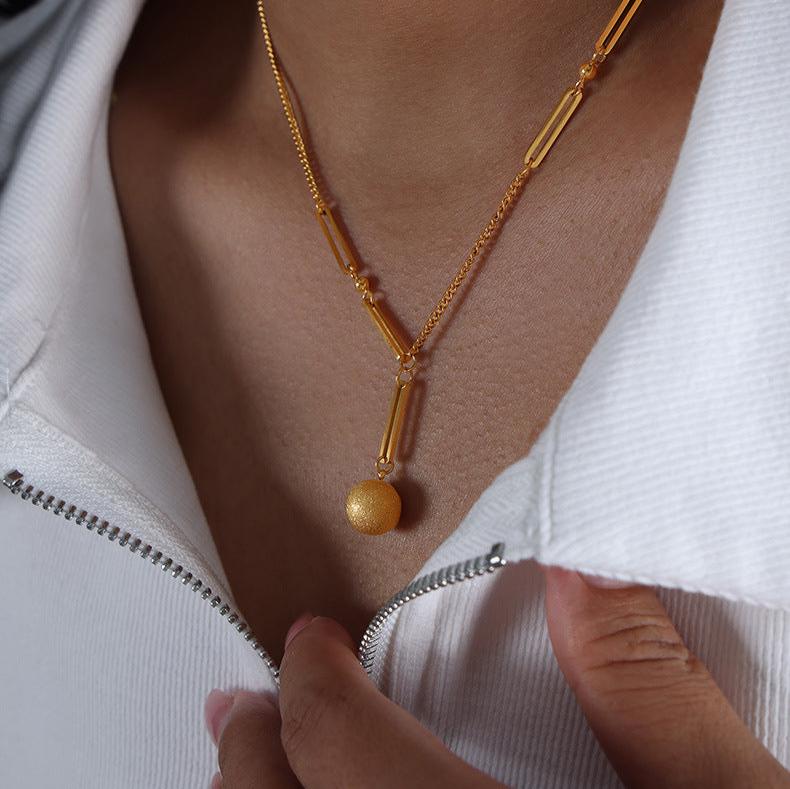 18K Gold Star Ball Pendant Necklace with Half Chain - Elegant Layered Jewelry for Women | Perfect for Date Night, Party & Everyday Wear