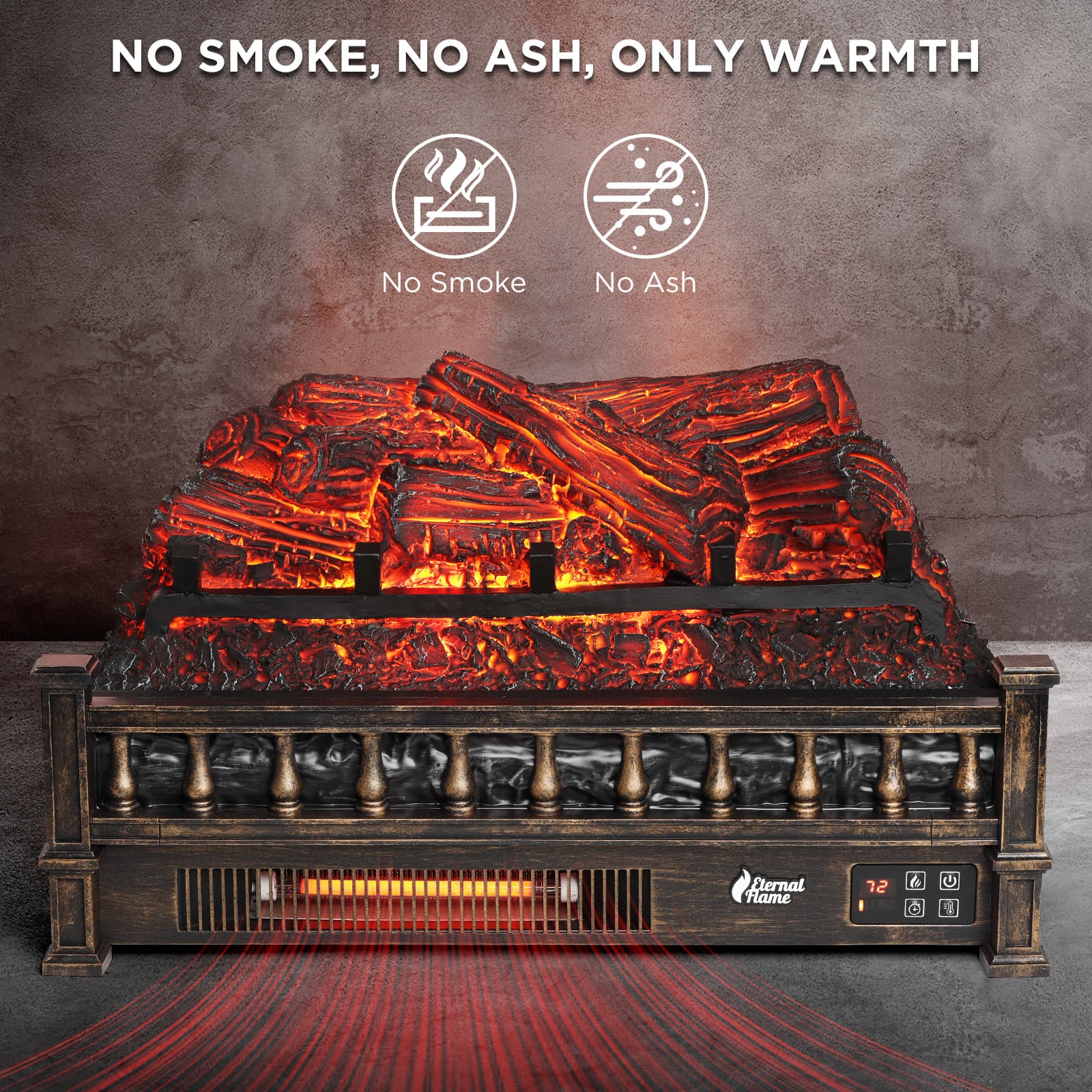 Open Box Eternal Flame EF23 PB Electric Fireplace Logs - Realistic Wood Burning Effect for Home, Office & Patio Heating