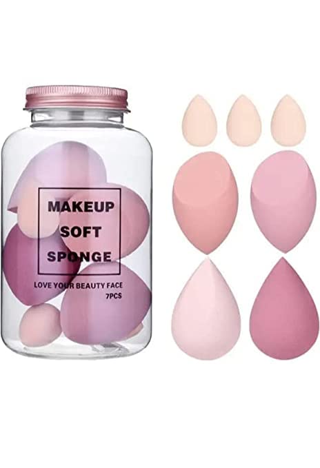 Premium Makeup Sponge Set - 7 Pcs Beauty Blender with Egg Case (4 Large + 3 Mini) & Eco-Friendly Reusable Makeup Remover Pads - Soft Cosmetic Sponges for Foundation, Concealer, and Face Cleansing - Perfect for Travel & Professional Makeup Application