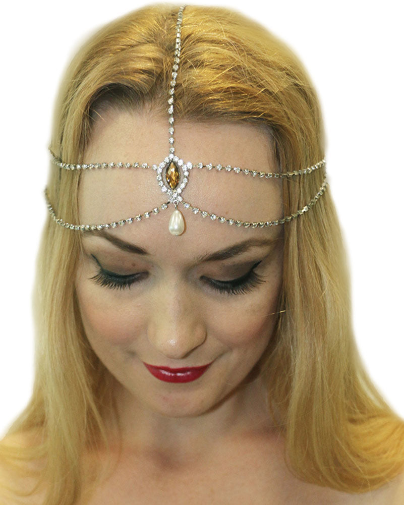 20s Silver Gatsby Head Chain for Men - Vintage Style Jewelry Accessory for Parties, Weddings & Cosplay