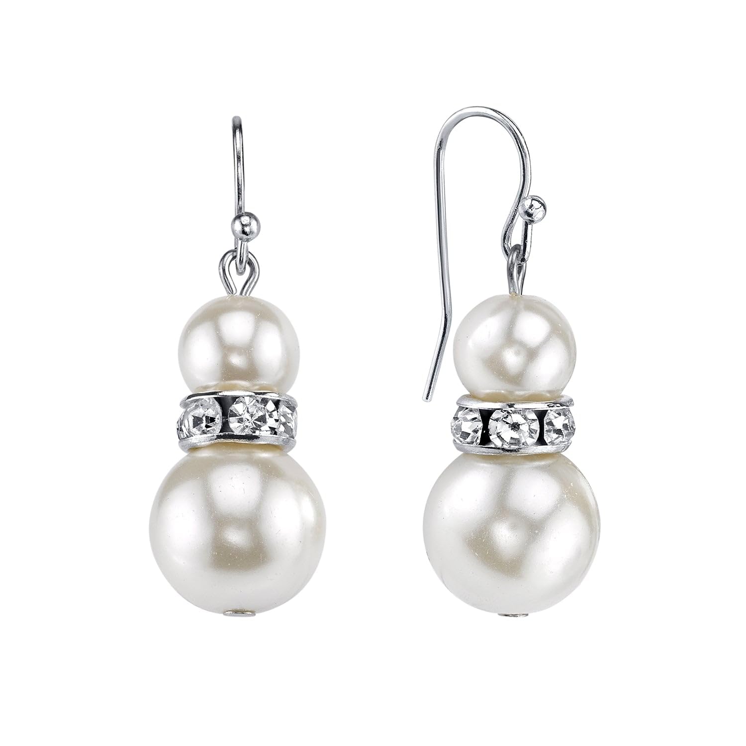 2028 White Double Drop Dangle Faux Pearl Earrings for Women - Elegant Fashion Jewelry for Parties, Weddings & Special Occasions