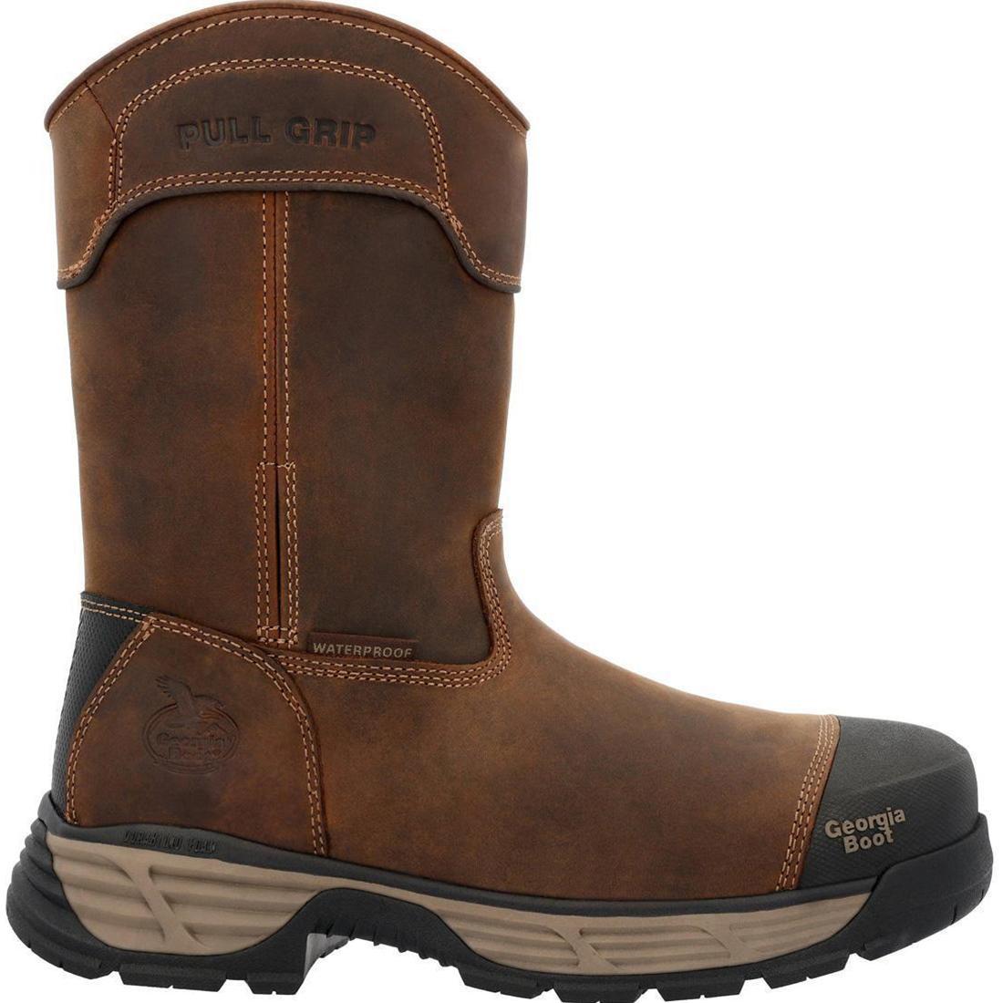 Durablend Edge 10 Waterproof Steel Toe Pull-On Work Boots for Men - Slip Resistant Safety Shoes for Construction, Warehouse & Outdoor Work