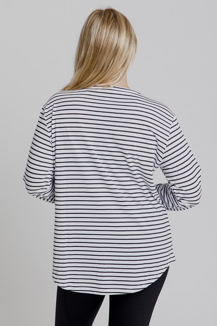 Stylish Black Stripe Long Sleeve Top for Women - Casual & Comfortable Lifestyle Shirt for Everyday Wear, Work, and Outings