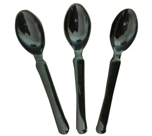 Eco-Friendly Biodegradable Disposable Black Spoons - 150mm, 100-Pack - Perfect for Parties, Picnics, BBQs & Home Use | Compostable Cutlery for Sustainable Dining