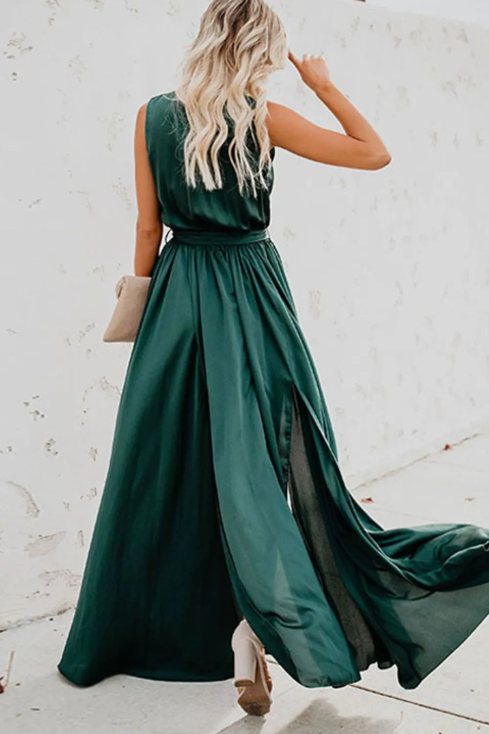 Elegant Tie Waist Maxi Resort Dress for Women - Flowy Beach Cover Up, Summer Vacation Outfit, Boho Chic Evening Wear