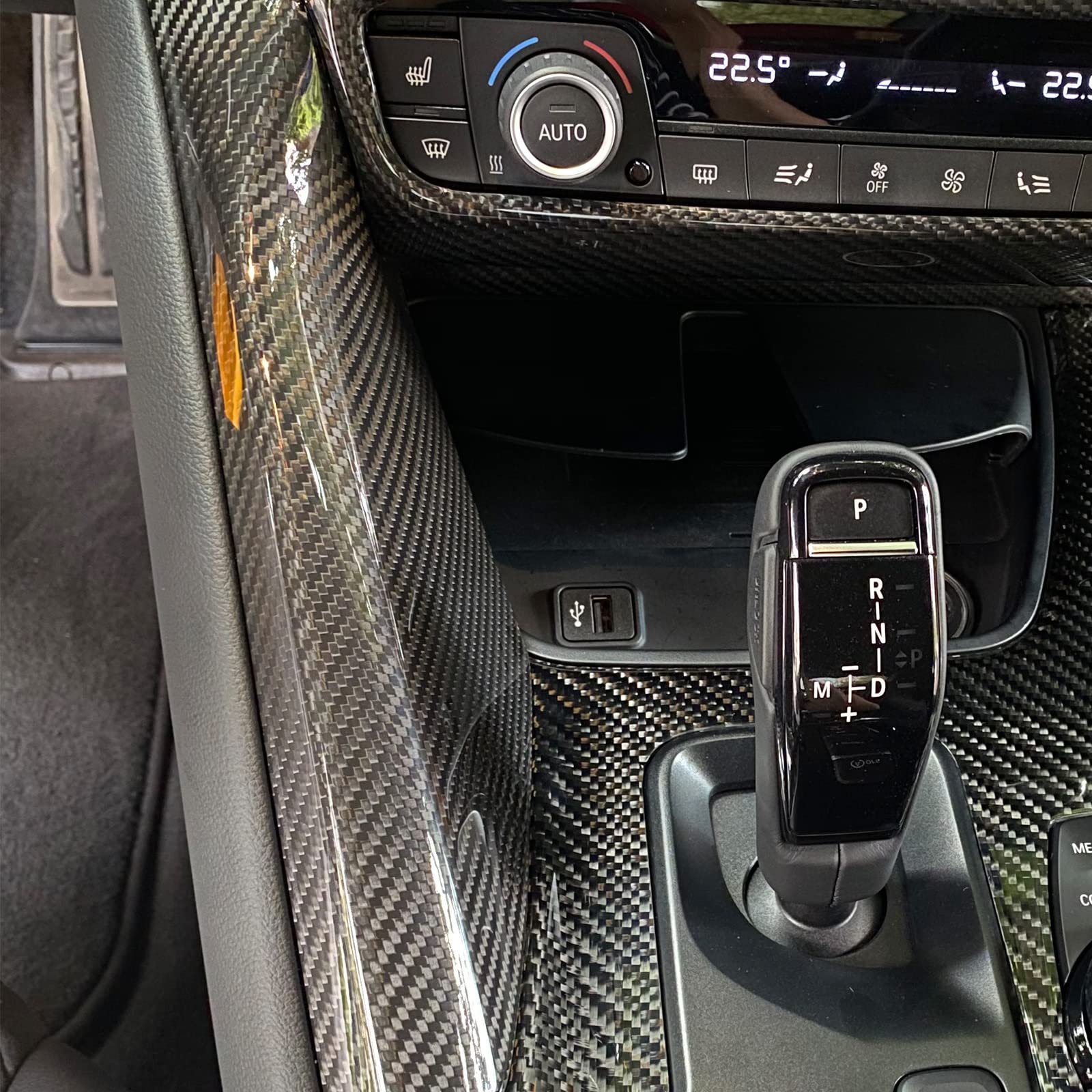 Premium Real Carbon Fiber Car Center Console Gear Shift Panel Cover - Compatible with Toyota Supra GR A90 A91 MK5 2019-2024 LHD (Black) - Interior Upgrade & Protection for Sports Car Enthusiasts