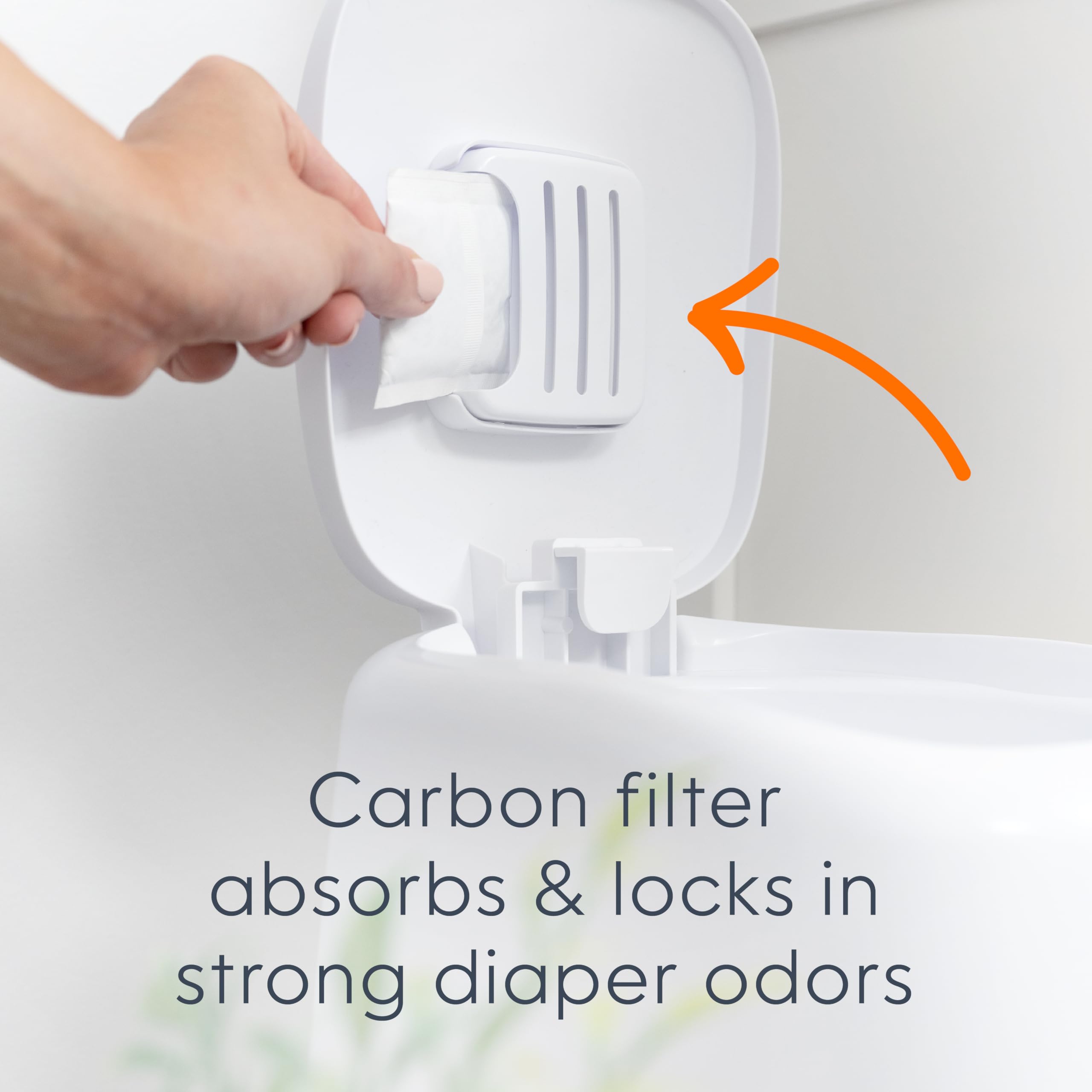 Diaper Genie Complete Diaper Pail with 8 Refill Bags & Carbon Filter - Baby Registry Gift Set | Essential Nursery Starter Kit for New Parents | Odor Control & Convenient Diaper Disposal System