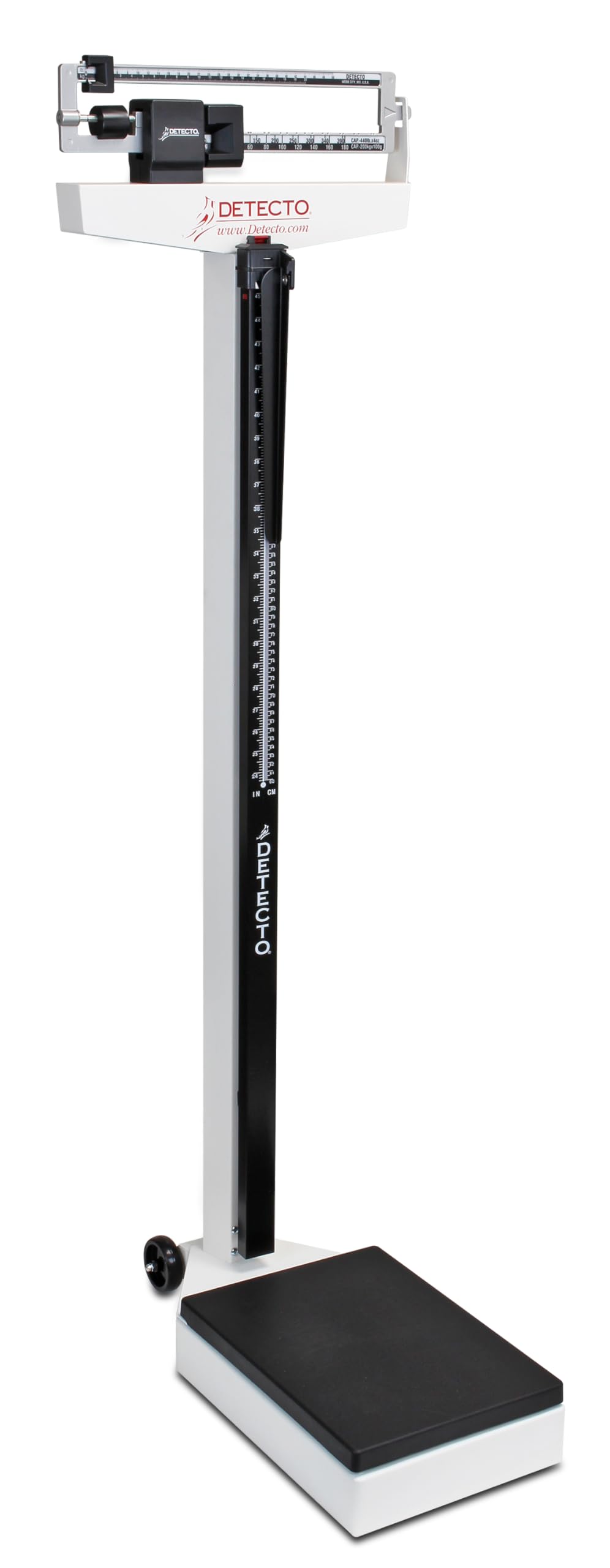 Detecto 338 Mechanical Physician Beam Scale with Wheels & Height Rod - Dual Reading KG/LB - Perfect for Doctor's Offices, Clinics, and Home Health Monitoring