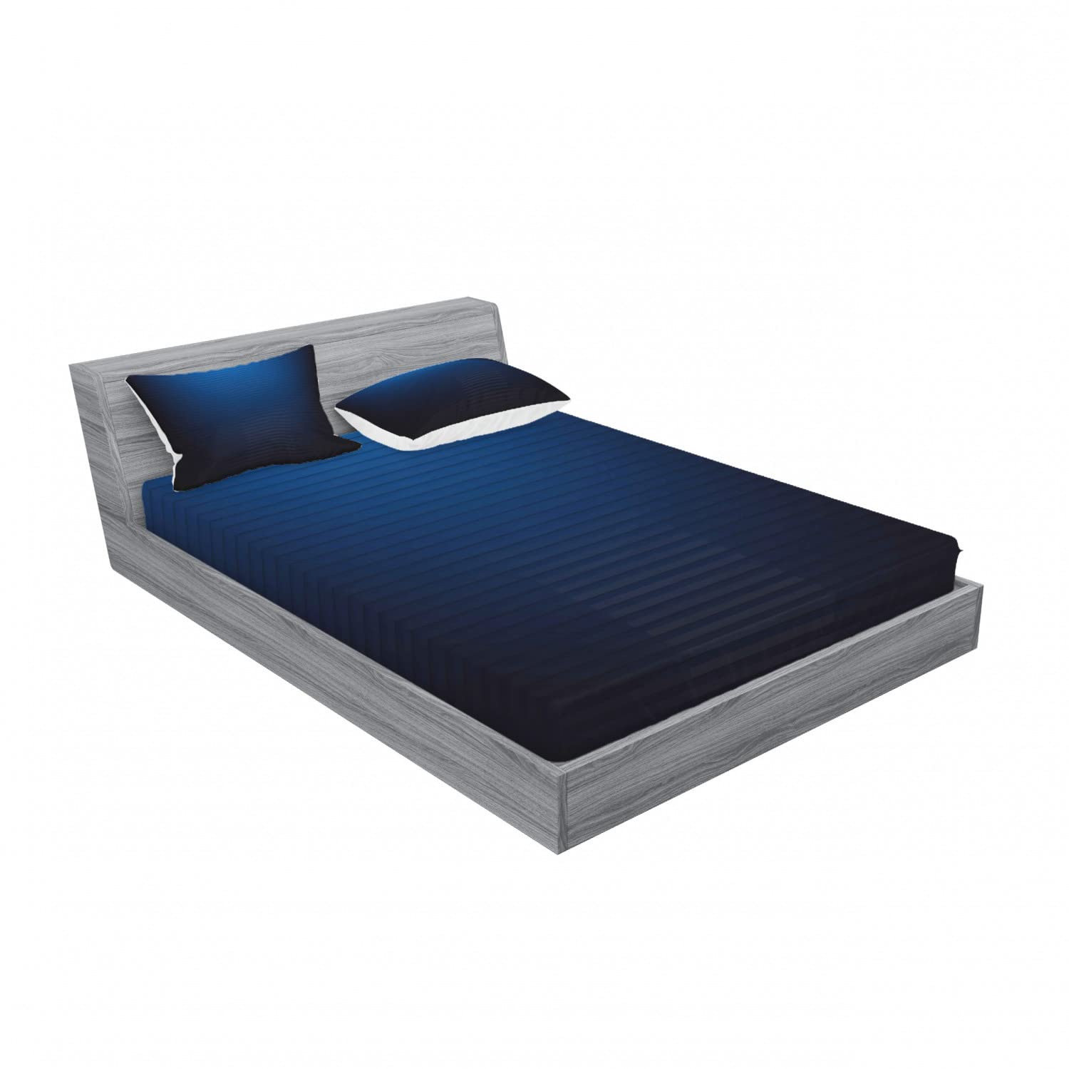 Ambesonne Dark Blue 2-Piece Fitted Sheet & 4-Piece Pillow Sham Set - Digital Urban Lines Design - Queen Size Bedding Decor for Modern Bedrooms - Soft & Breathable Microfiber Sheets for Comfortable Sleep