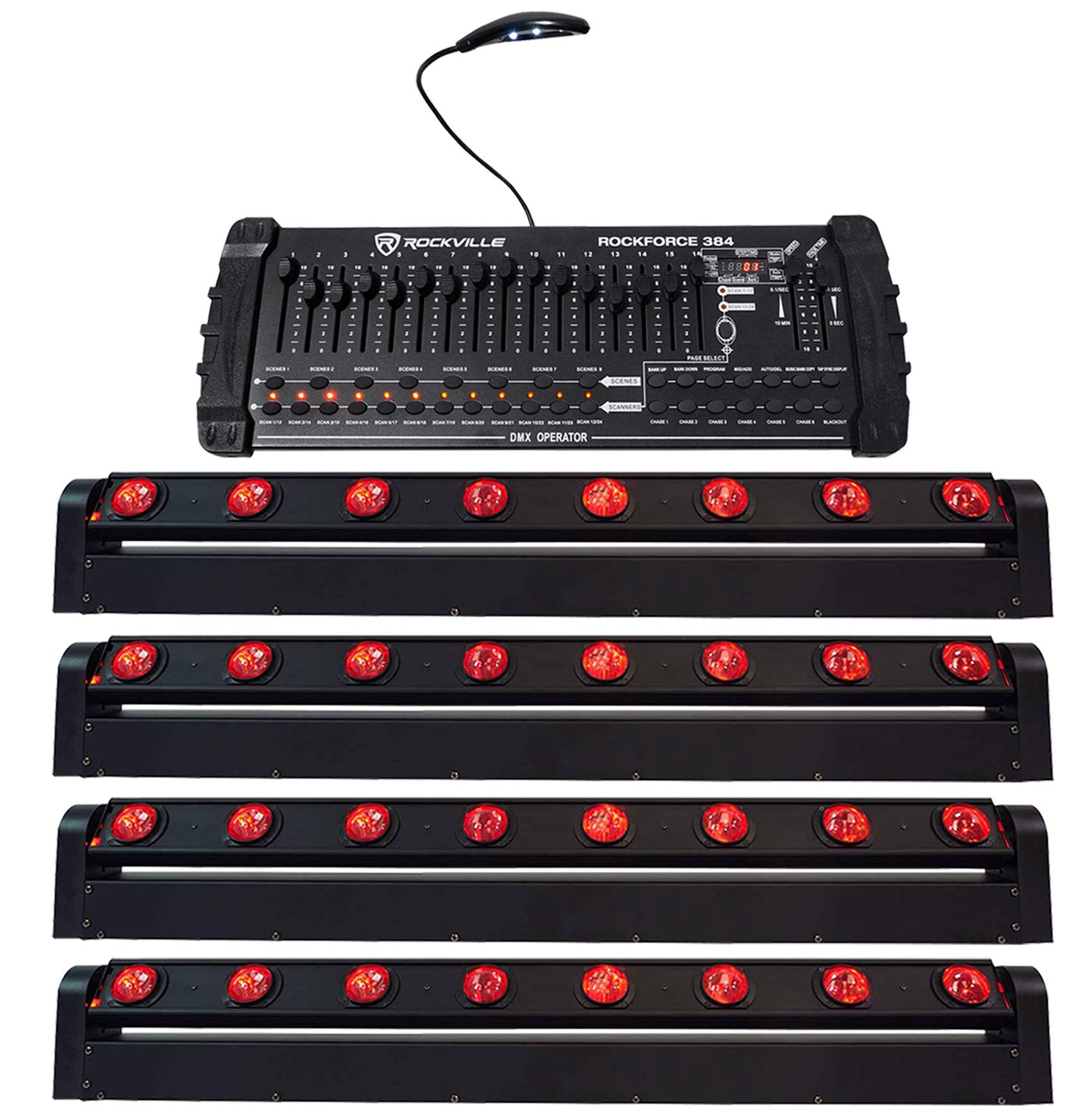 Rockville MOTIONSTRIP Moving Head Wash/Beam LED Light Bar with DMX Controller - Perfect for Stage Lighting, DJ Shows, and Live Events