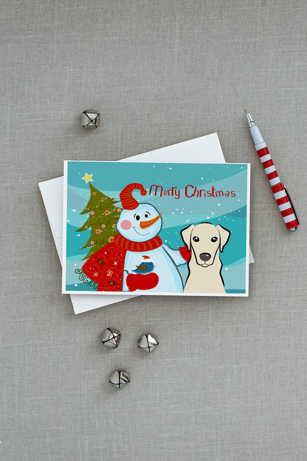 Snowman with Yellow Labrador Greeting Cards - Pack of 8 Blank A7 Note Cards (5x7 inches) with Envelopes | Whimsical Holiday Stationery for Christmas Greetings, Thank You Notes & Winter Correspondence
